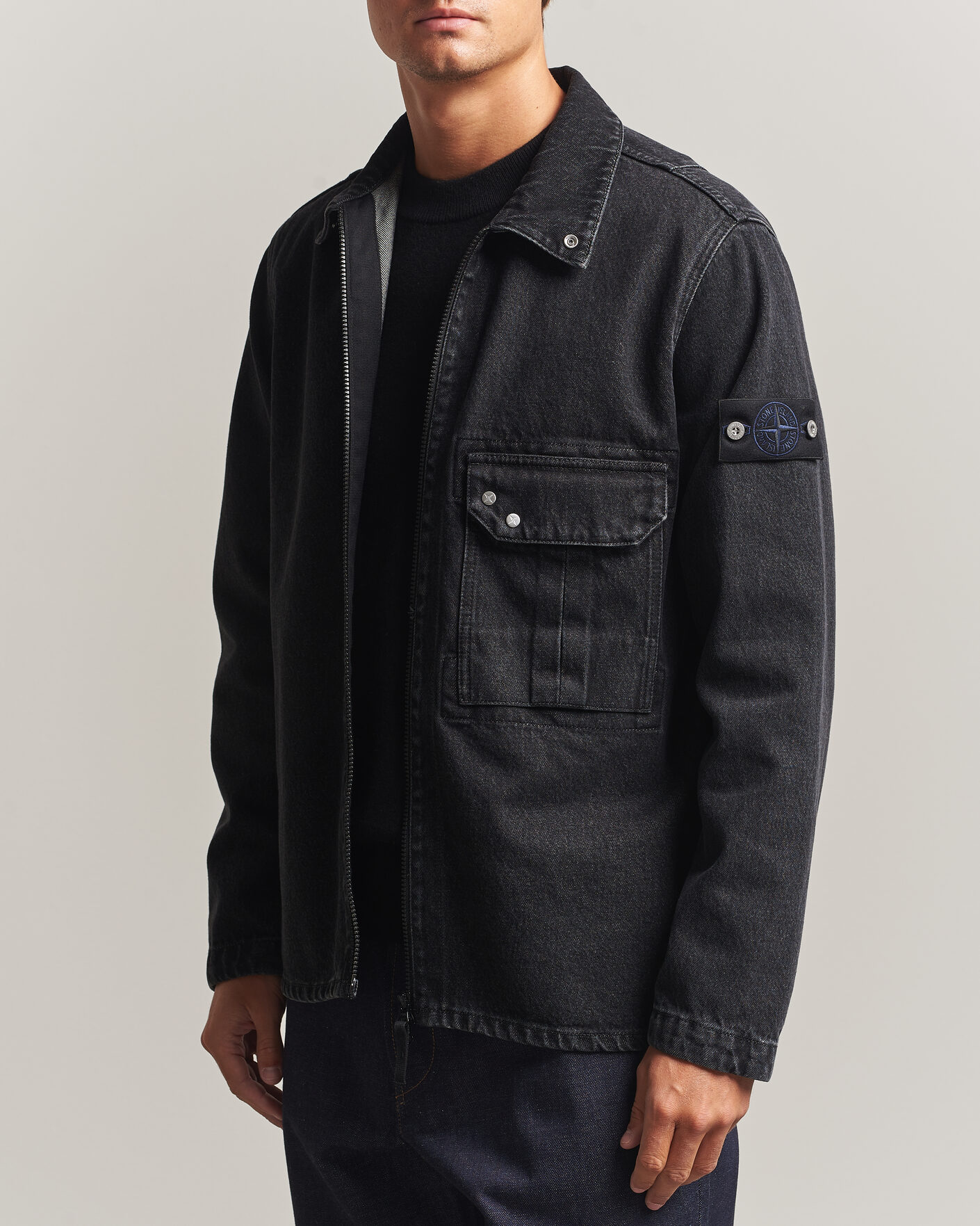 Herr | Skjortor | Stone Island | Denim Overshirt Black Medium Wash
