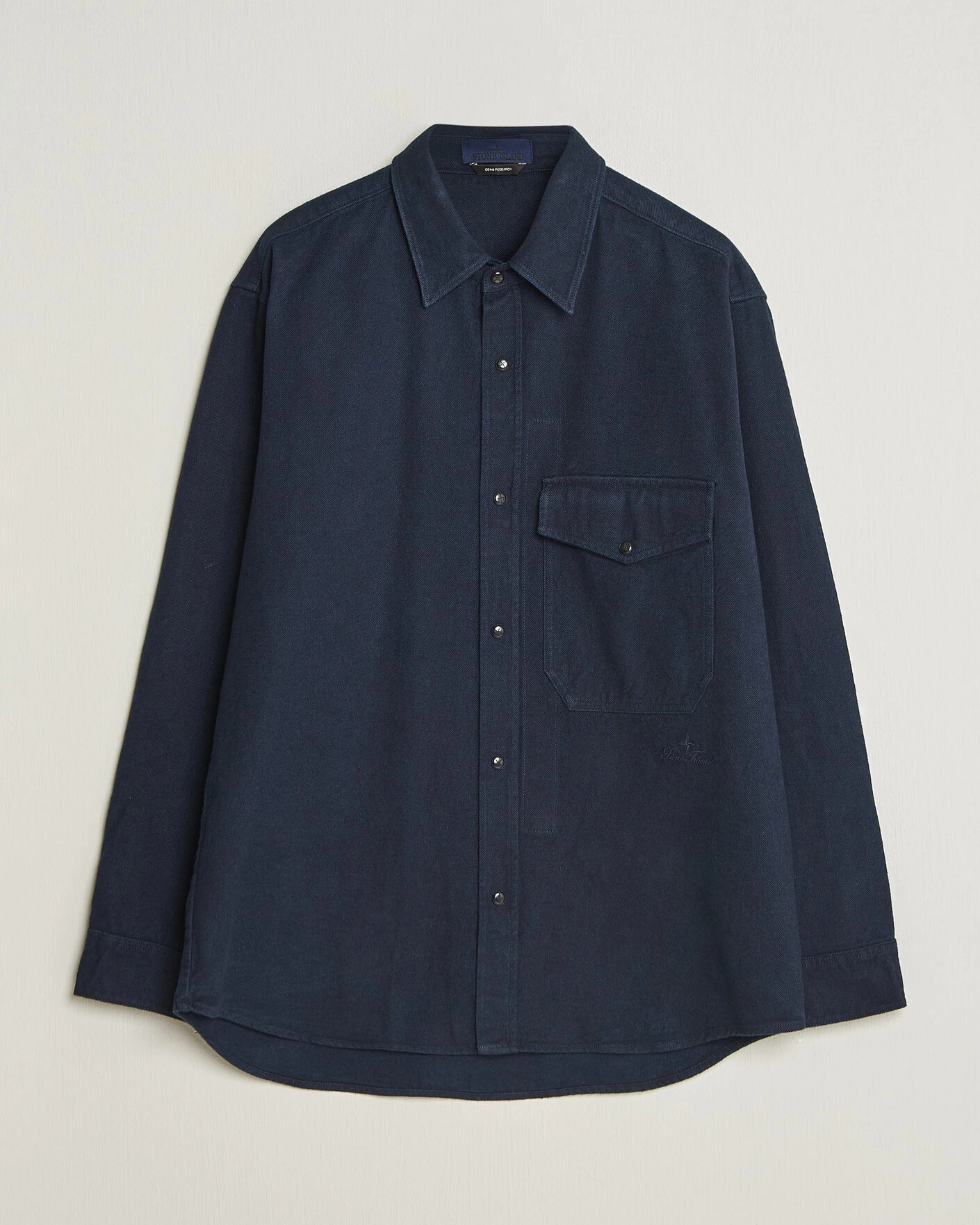 Herr | Skjortor | Stone Island | Organic Cotton Flannel Denim Shirt Indigo