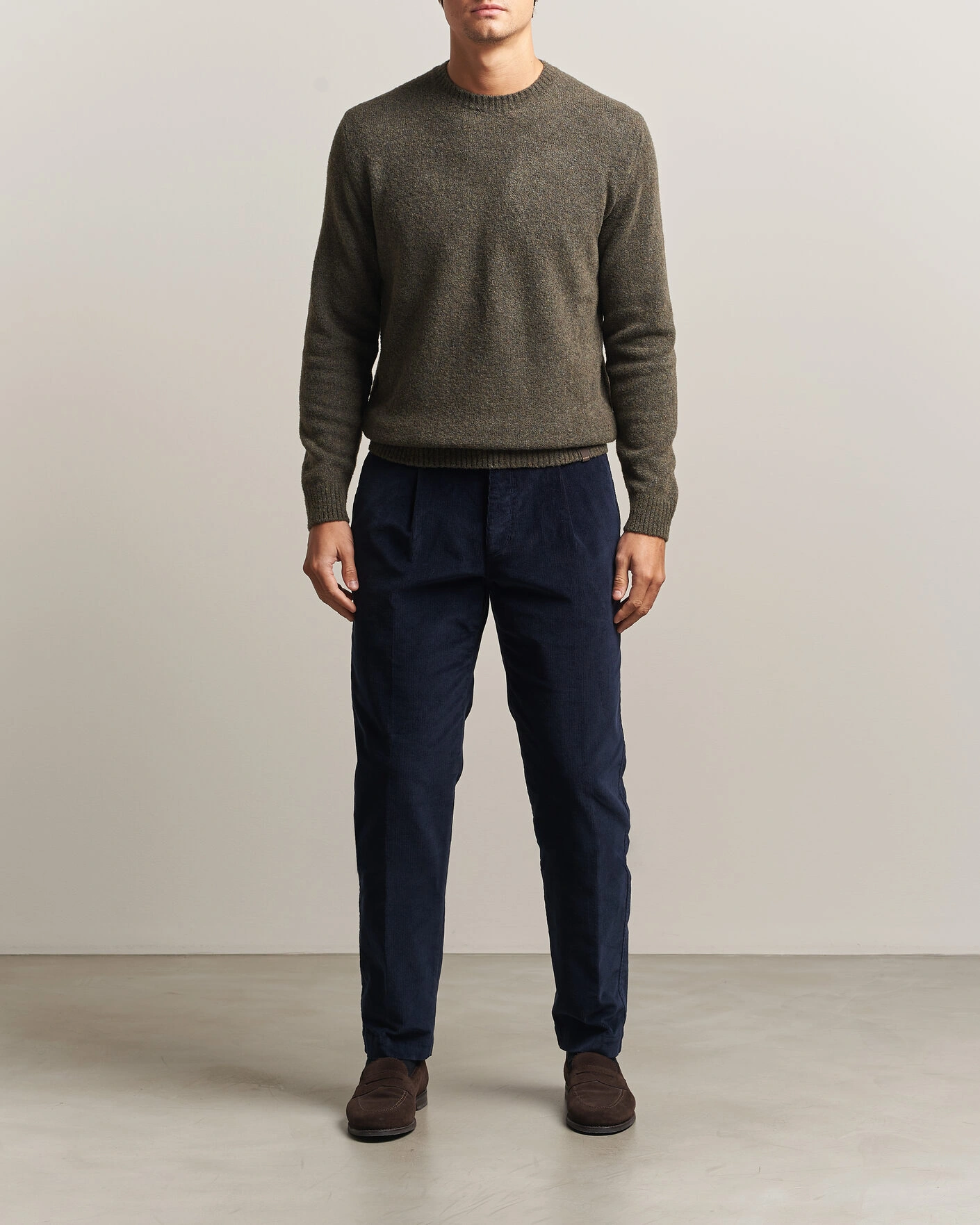Herr | Tröjor | Zanone | Wool Boucle Crew Neck Forest Green