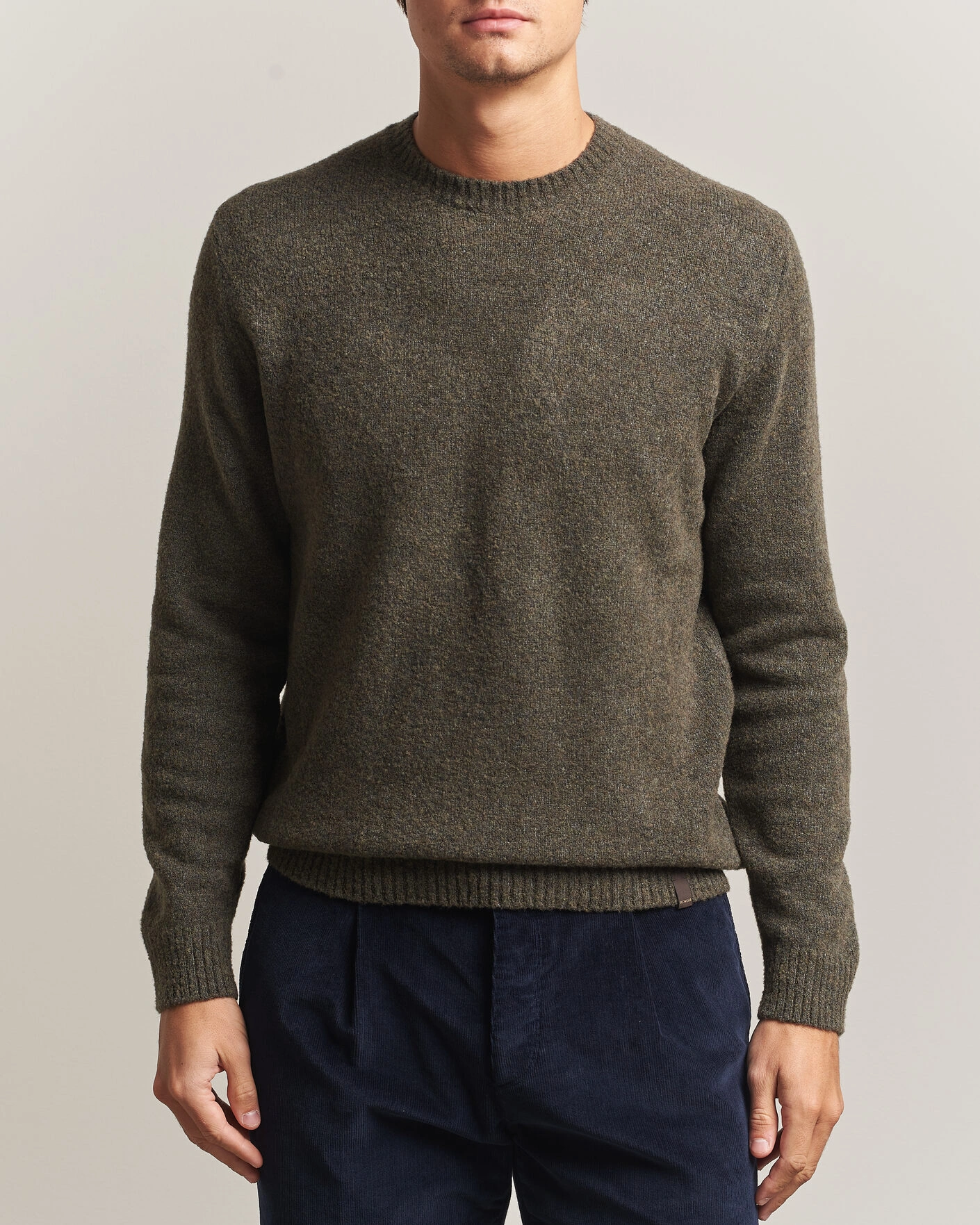 Herr | Tröjor | Zanone | Wool Boucle Crew Neck Forest Green