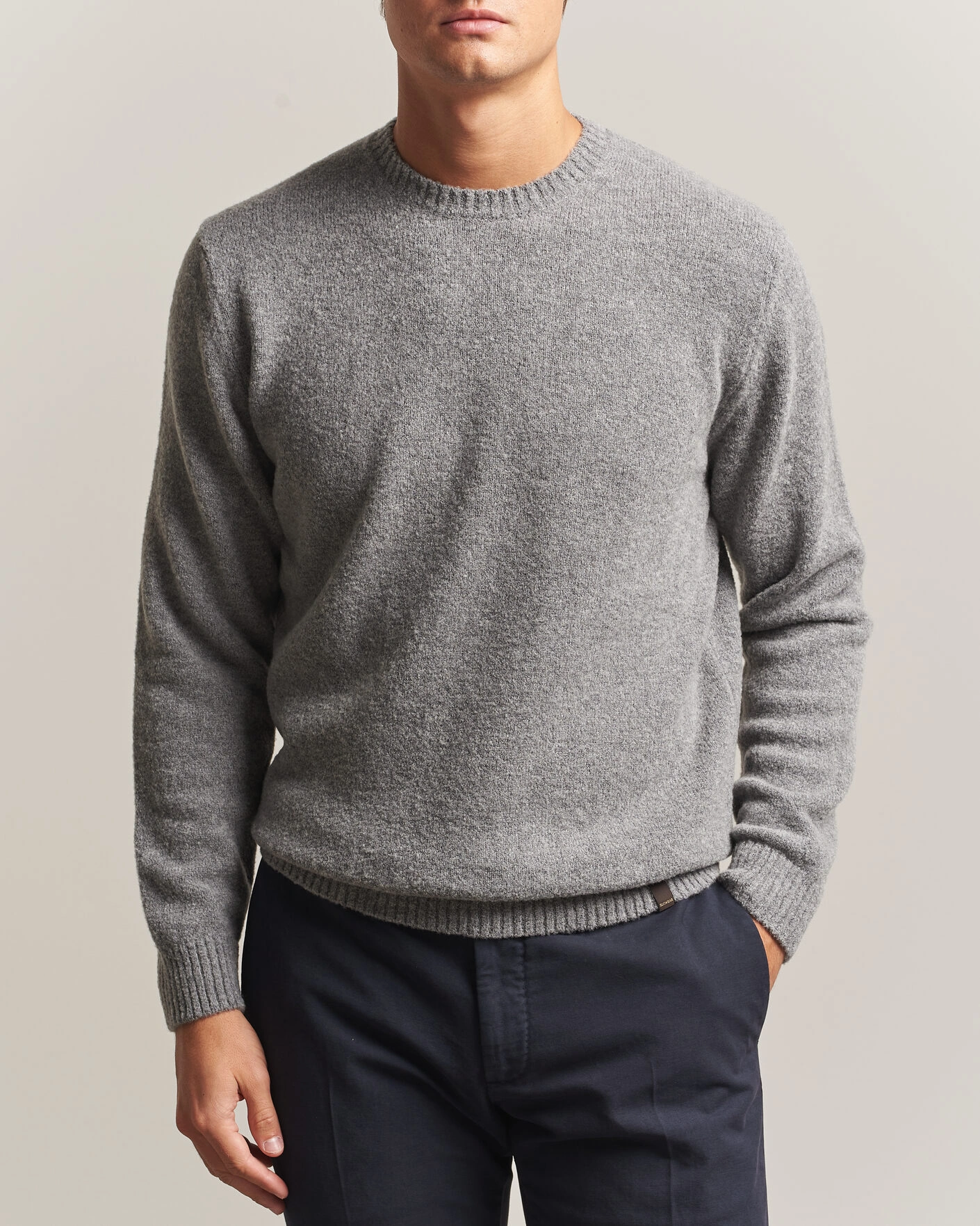 Herr | Tröjor | Zanone | Wool Boucle Crew Neck Grey Melange