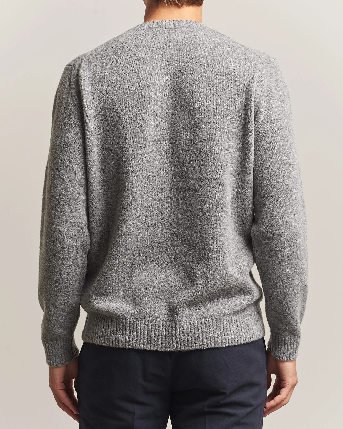 Herr | Tröjor | Zanone | Wool Boucle Crew Neck Grey Melange
