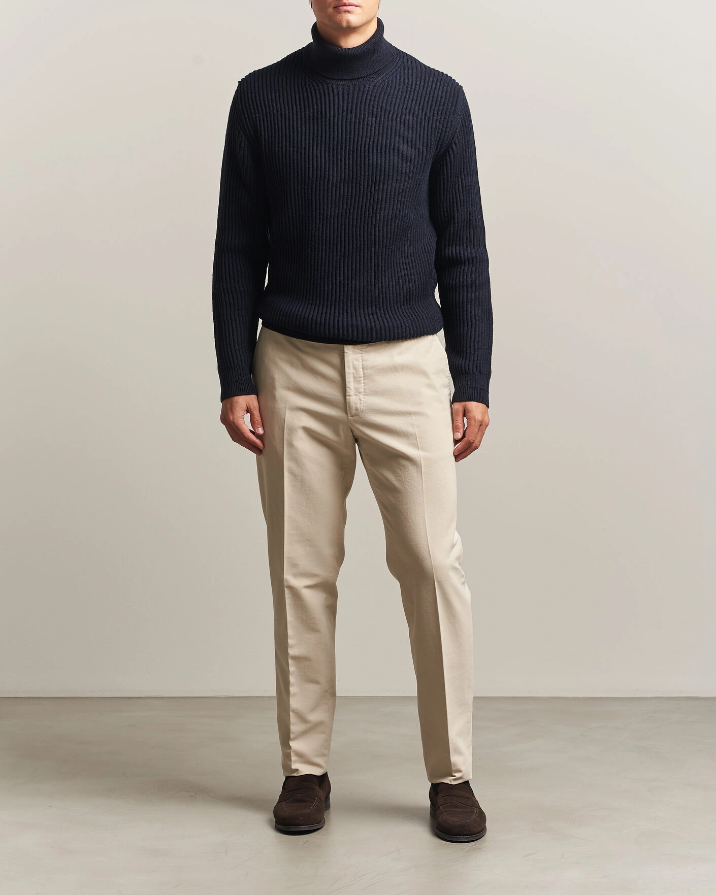 Herr | Tröjor | Zanone | Fishermans Rib Rollneck Navy