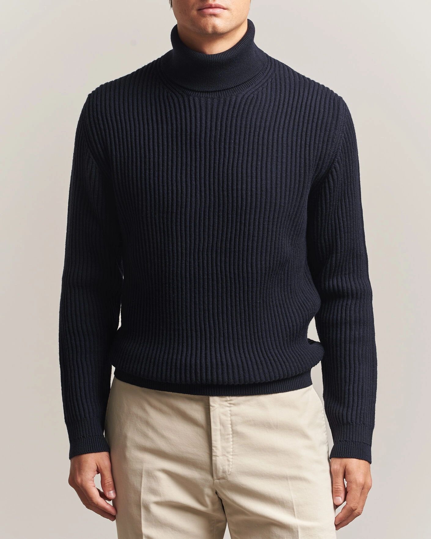 Herr | Tröjor | Zanone | Fishermans Rib Rollneck Navy