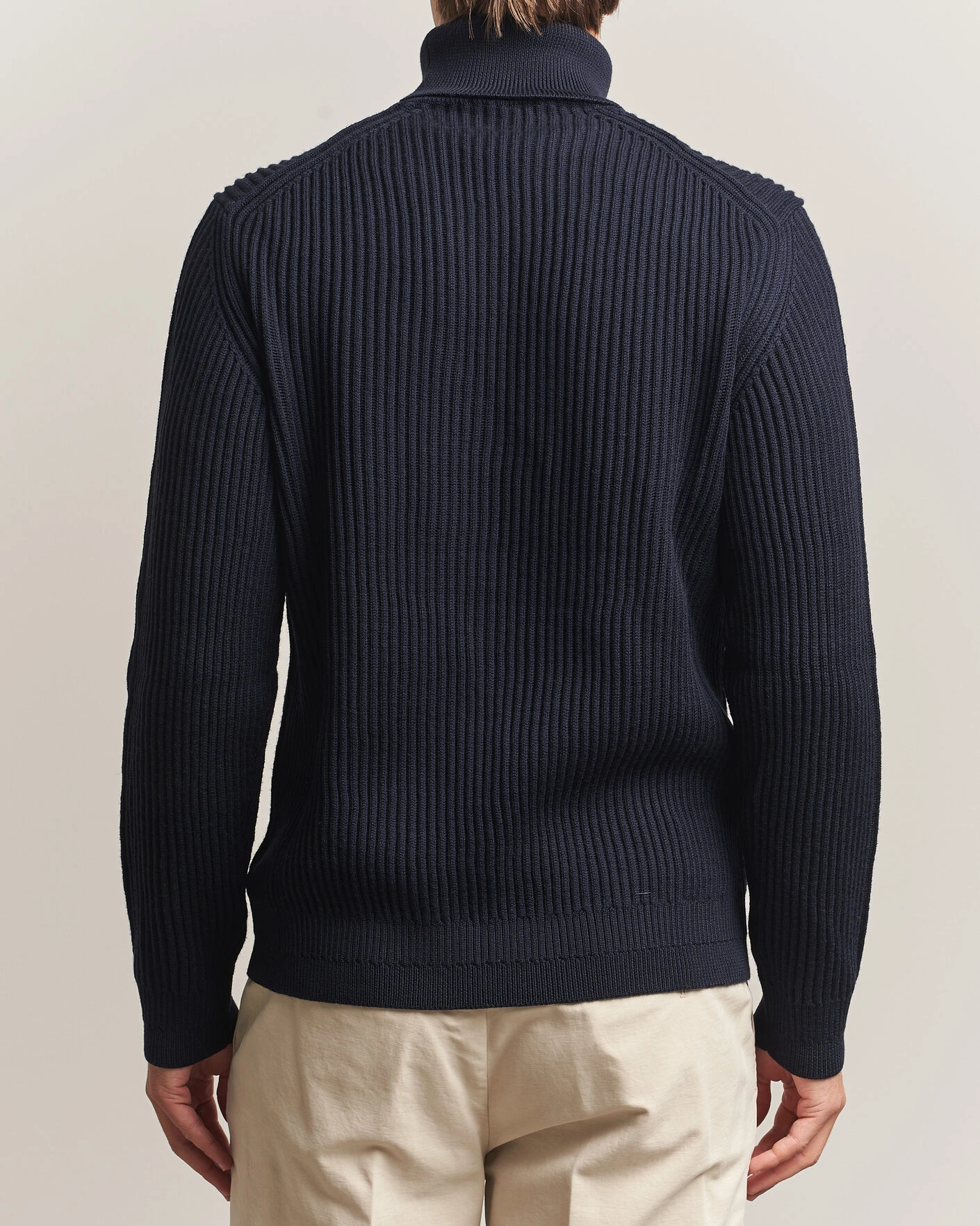 Herr | Tröjor | Zanone | Fishermans Rib Rollneck Navy
