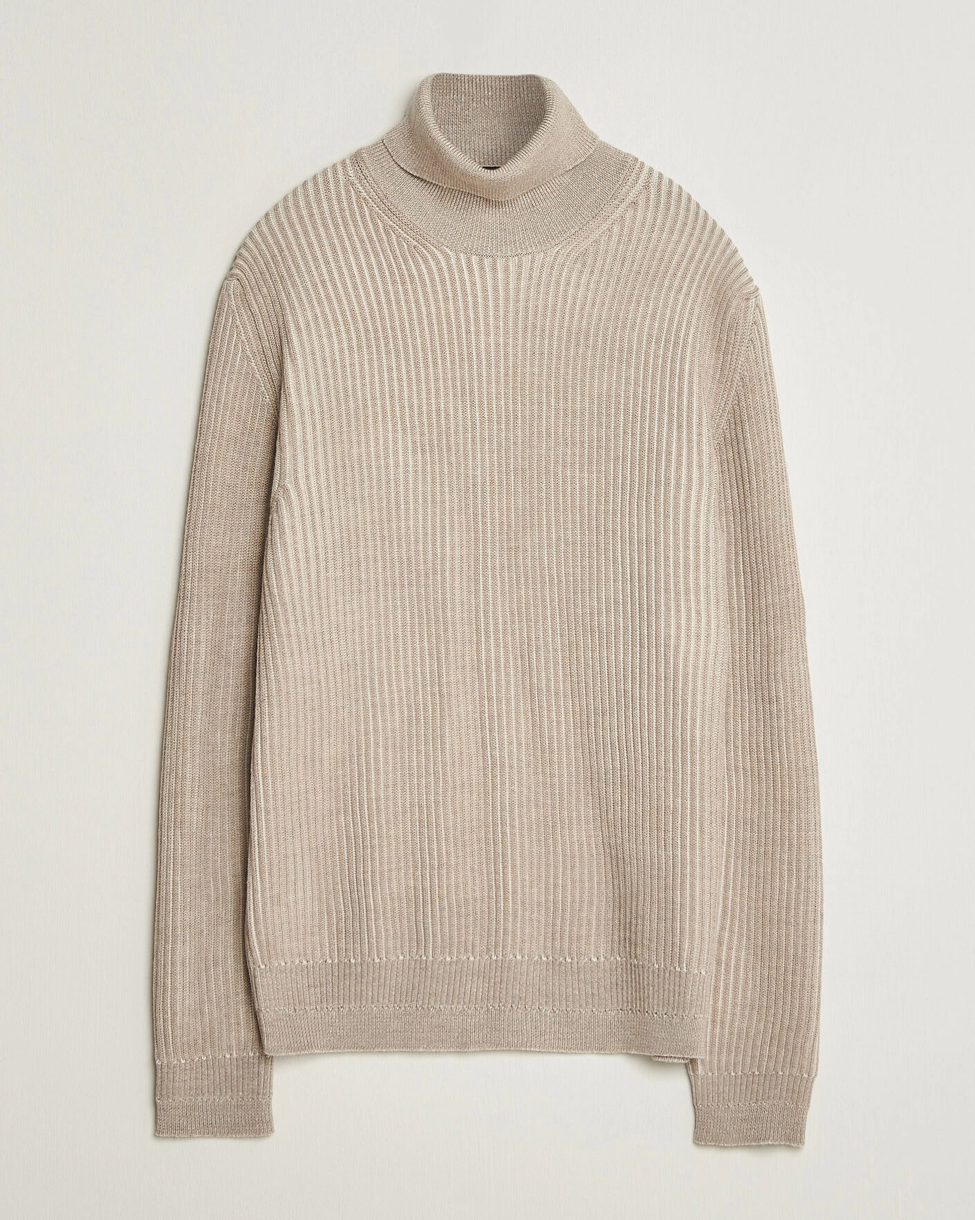 Herr | Tröjor | Zanone | Fishermans Rib Rollneck Beige