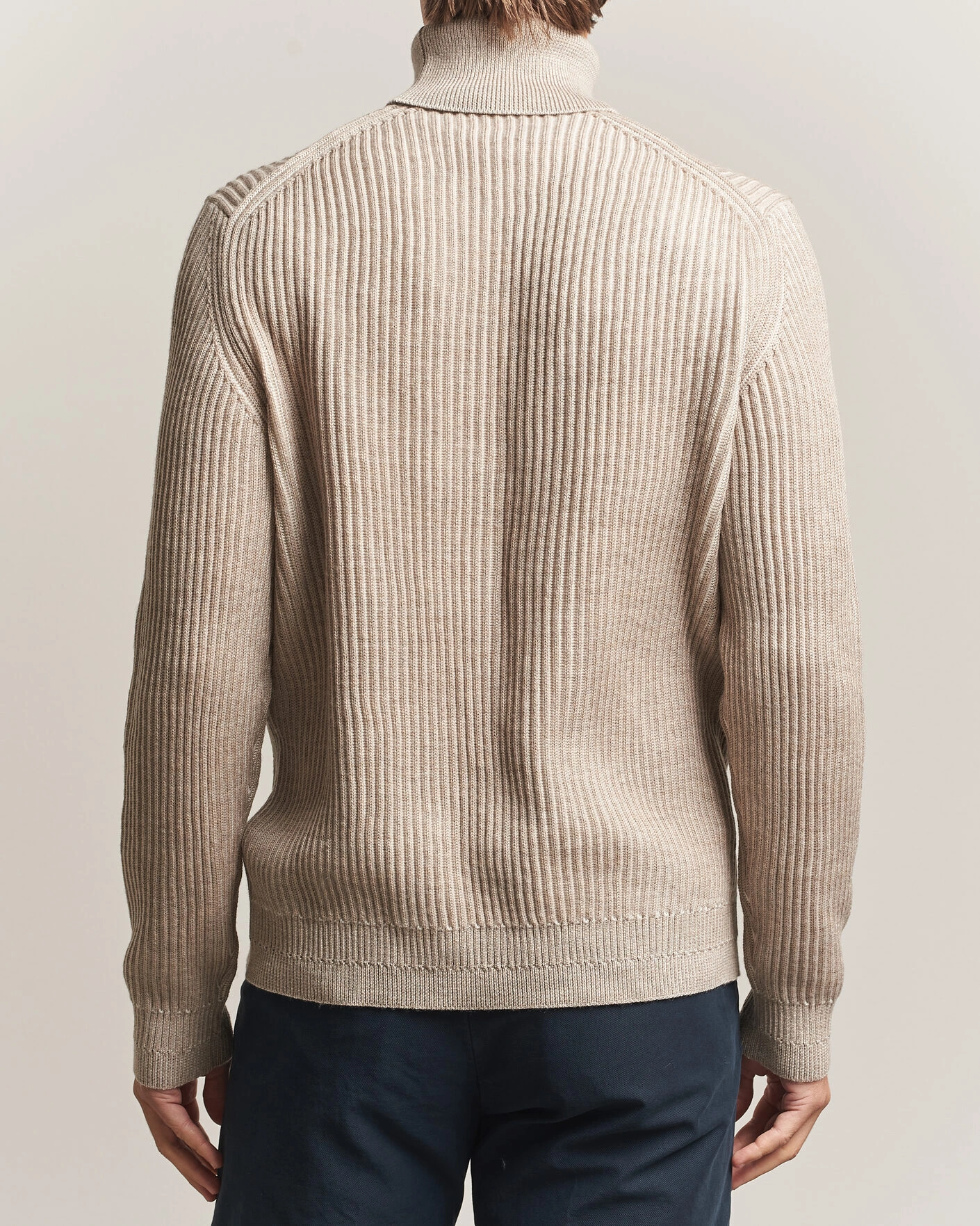 Herr | Tröjor | Zanone | Fishermans Rib Rollneck Beige