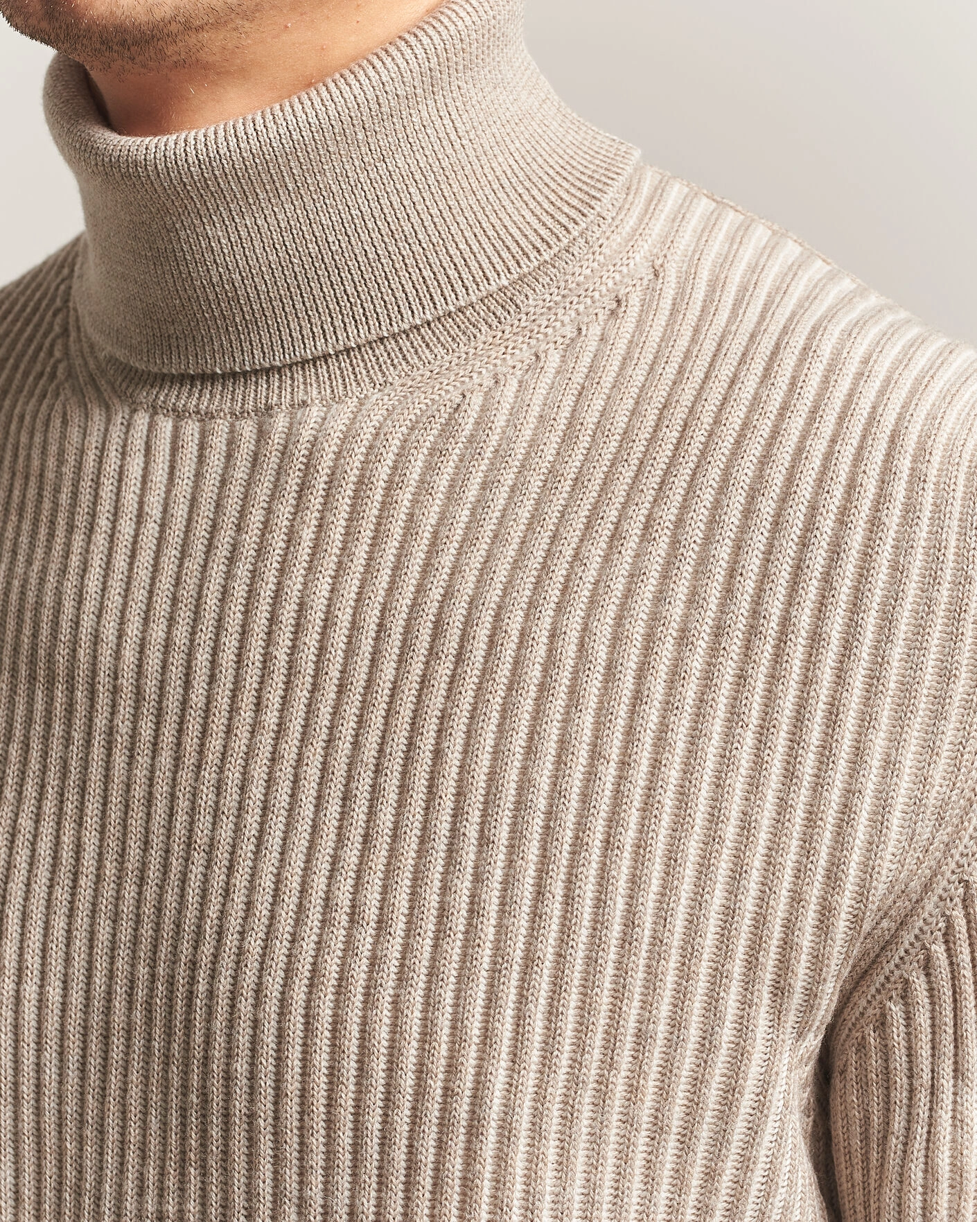 Herr | Tröjor | Zanone | Fishermans Rib Rollneck Beige