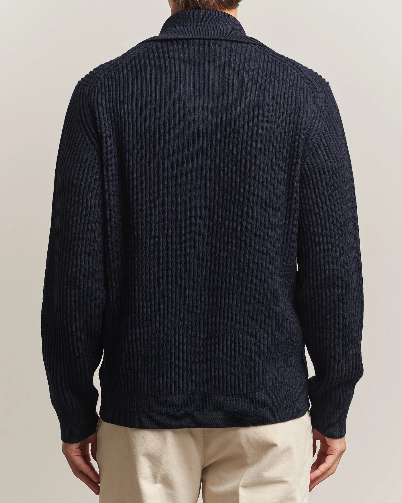 Herr | Tröjor | Zanone | Fishermans Rib Full Zip Cardigan Navy