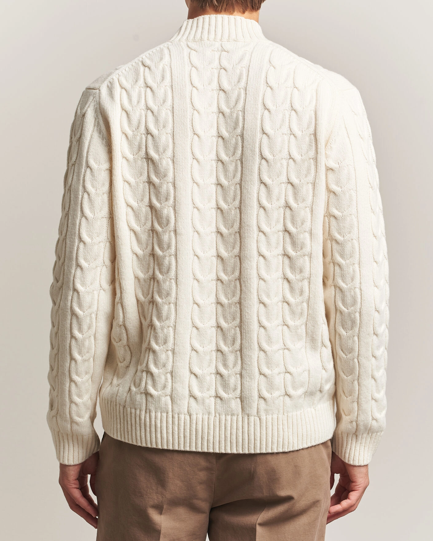 Herr | Tröjor | Zanone | Double Cable Crew Neck Latte