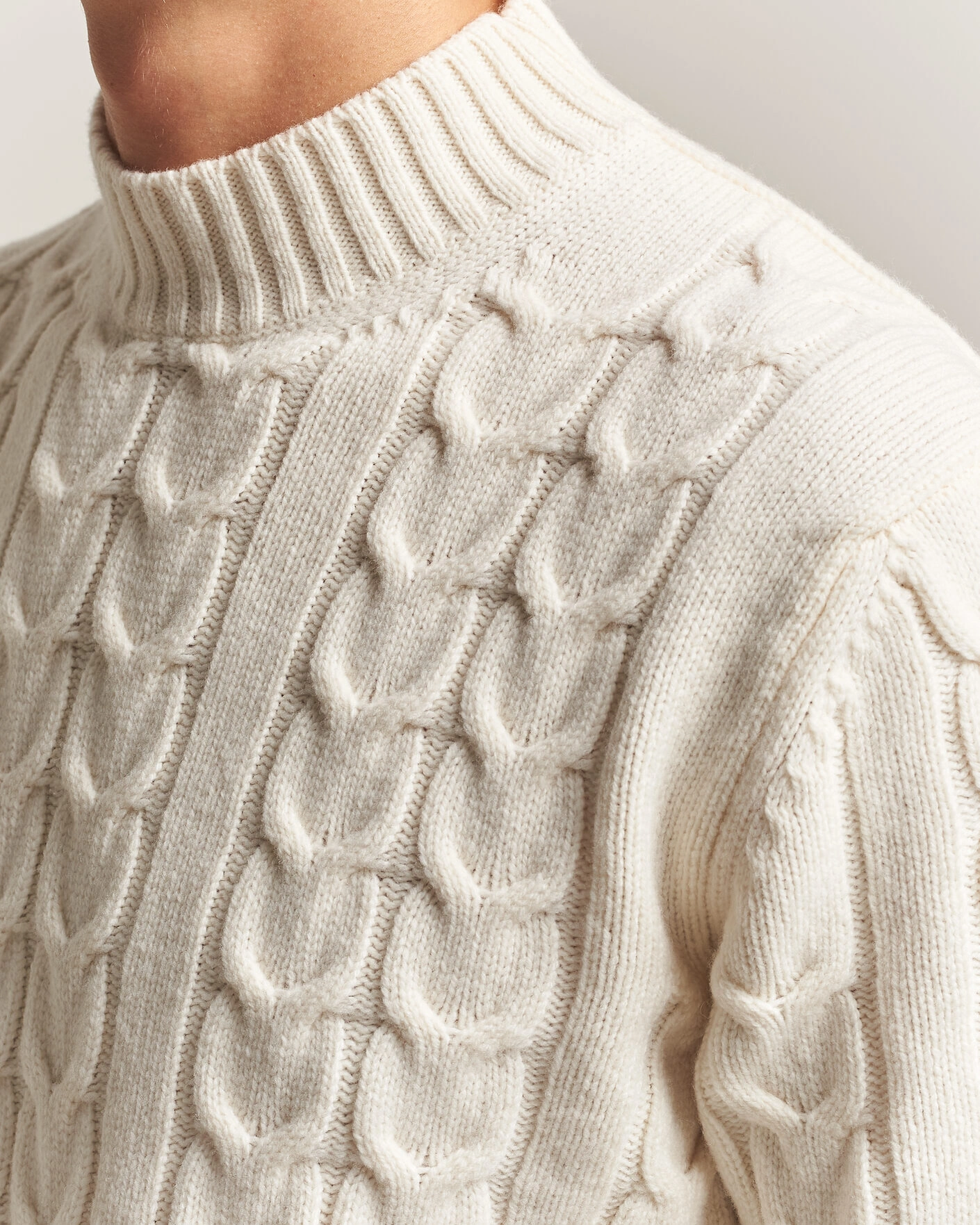Herr | Tröjor | Zanone | Double Cable Crew Neck Latte