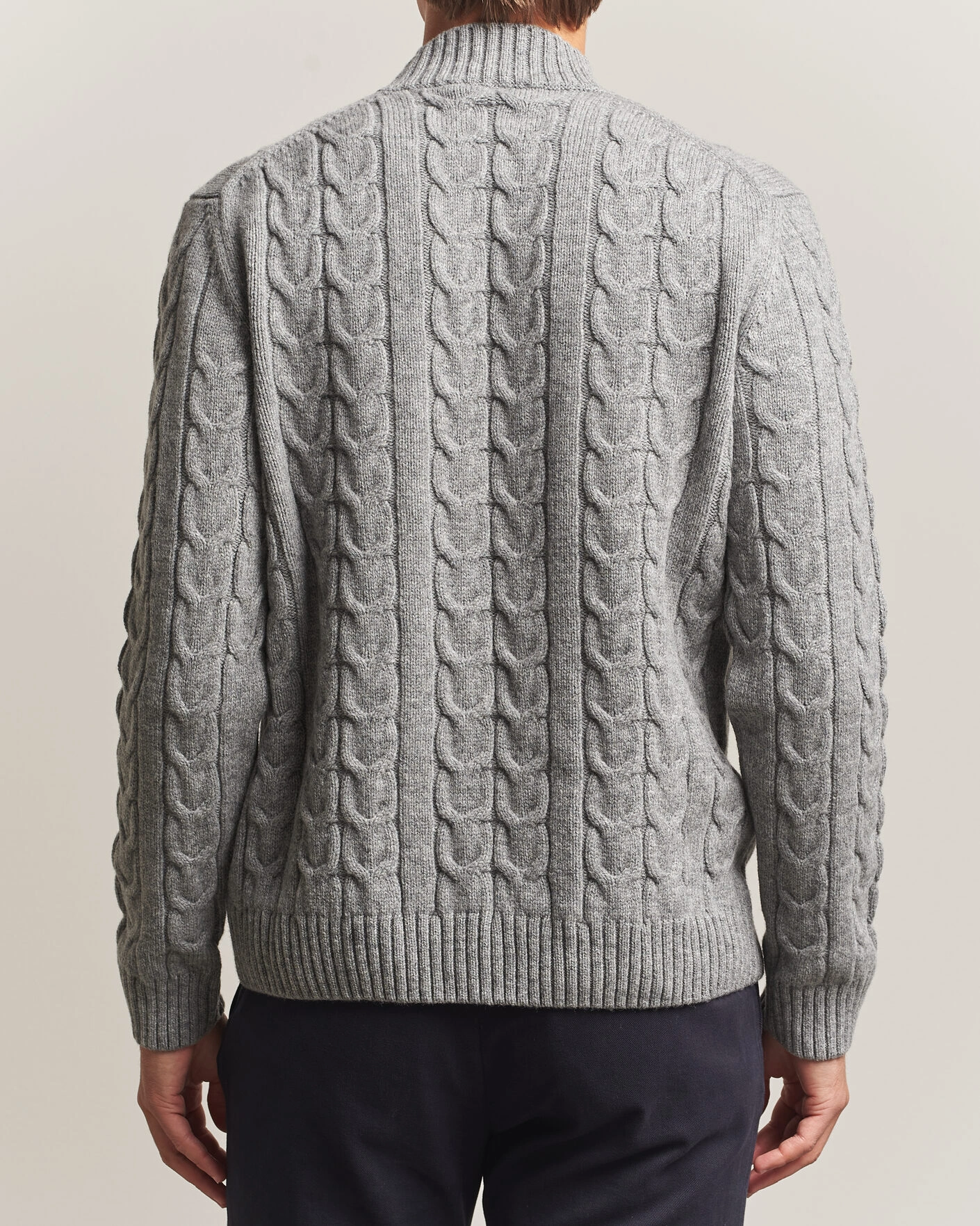 Herr | Tröjor | Zanone | Double Cable Crew Neck Grey Melange