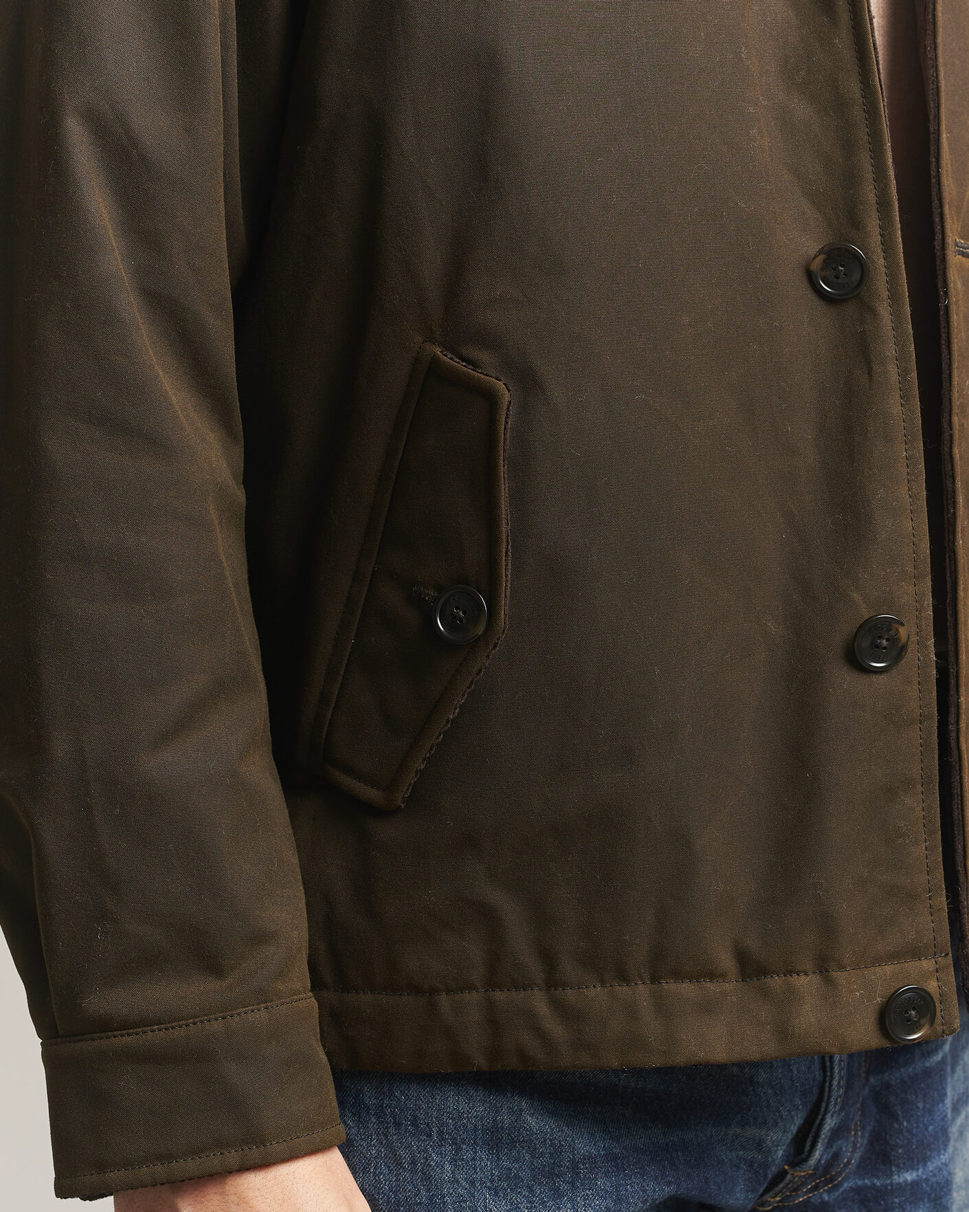 Herr | Jackor | Baracuta | Waxed Sherling Lined Deck Jacket Deep Moss