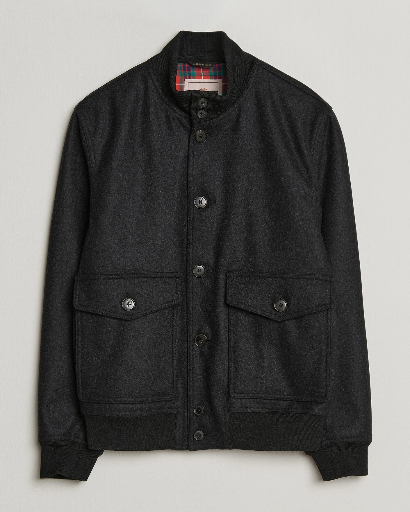 Herr | Jackor | Baracuta | Melton Wool Blouson Jacket Charcoal