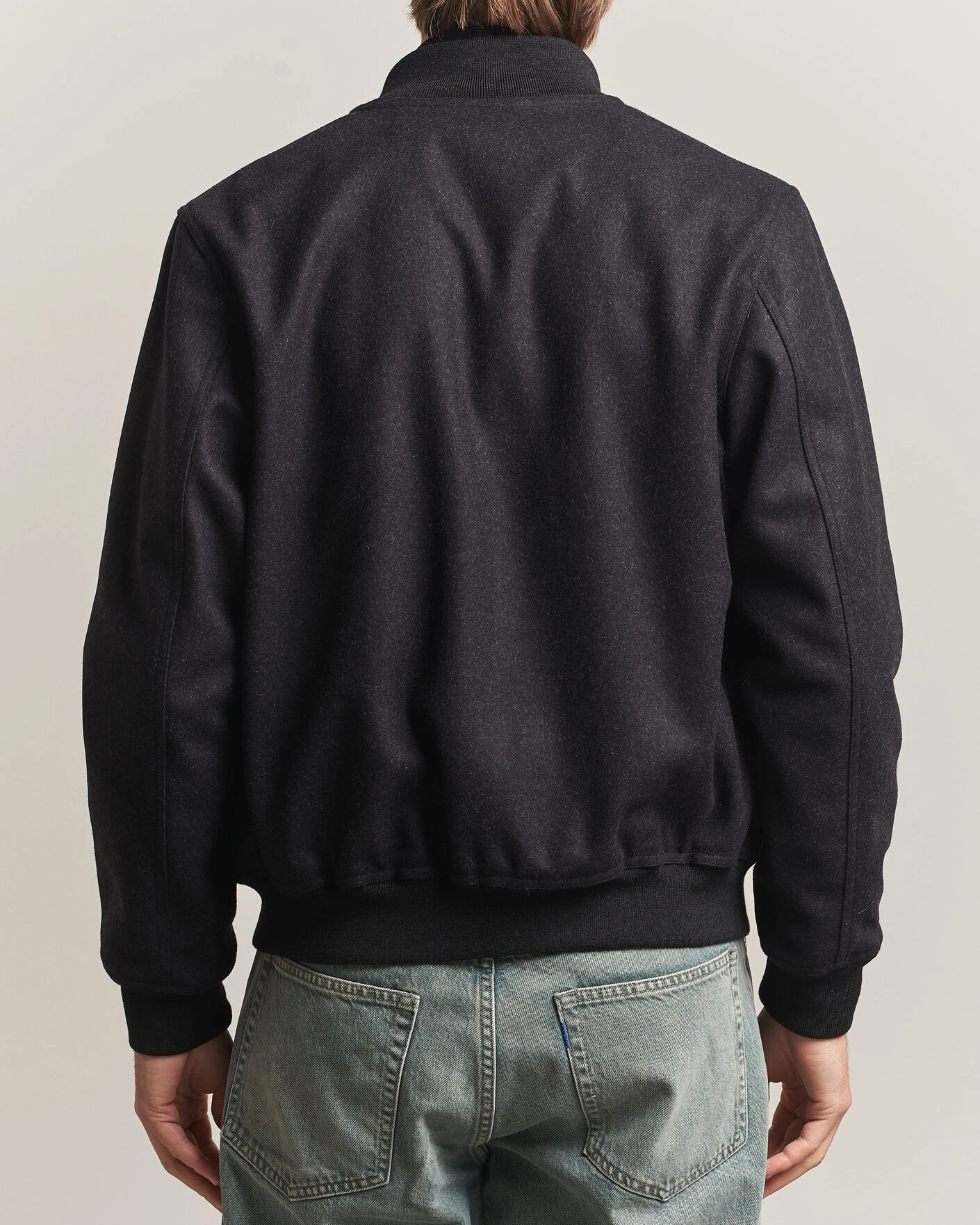 Herr | Jackor | Baracuta | Melton Wool Blouson Jacket Charcoal