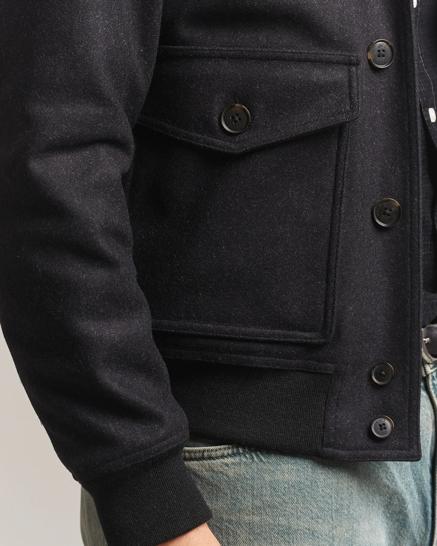 Herr | Jackor | Baracuta | Melton Wool Blouson Jacket Charcoal