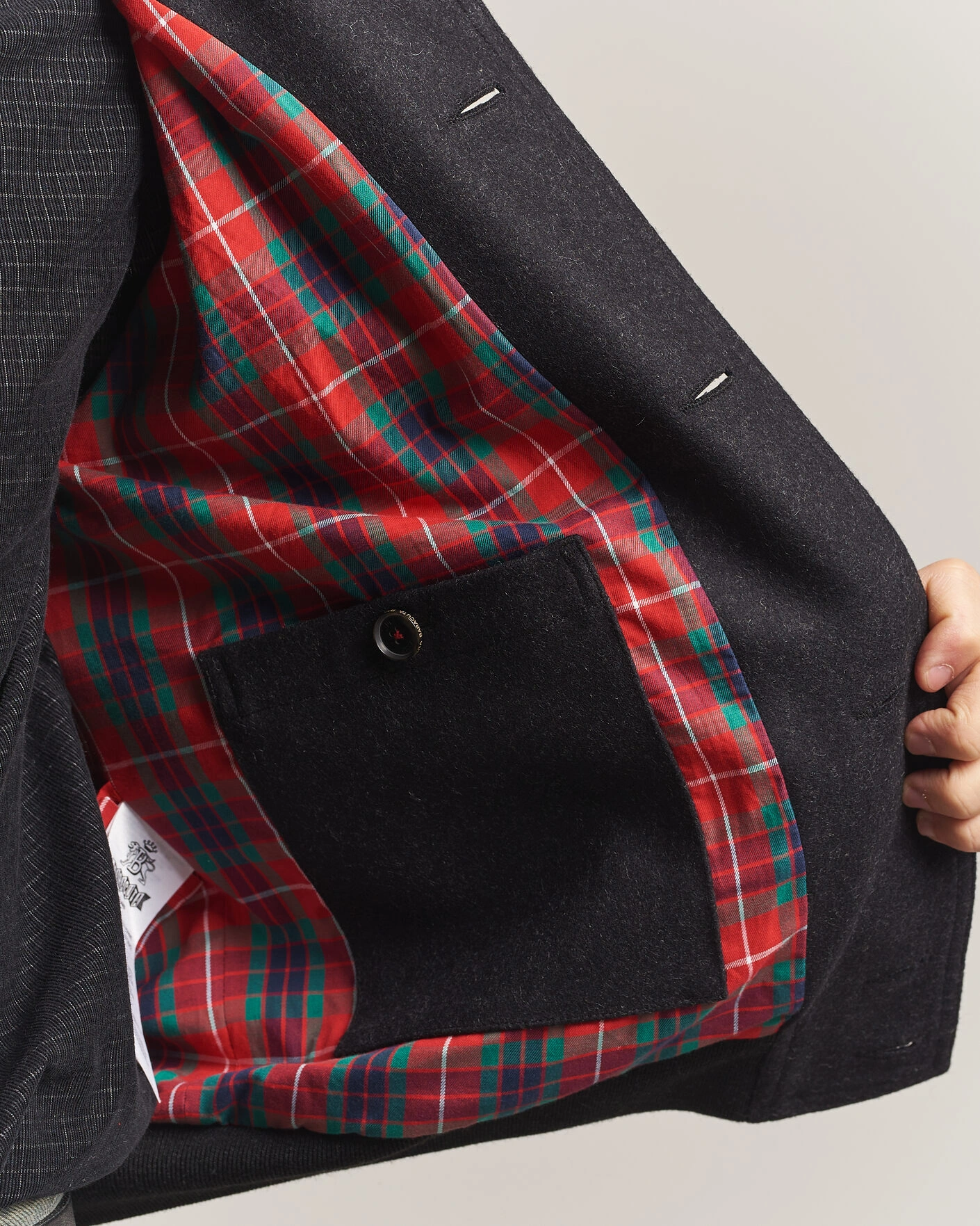 Herr | Jackor | Baracuta | Melton Wool Blouson Jacket Charcoal