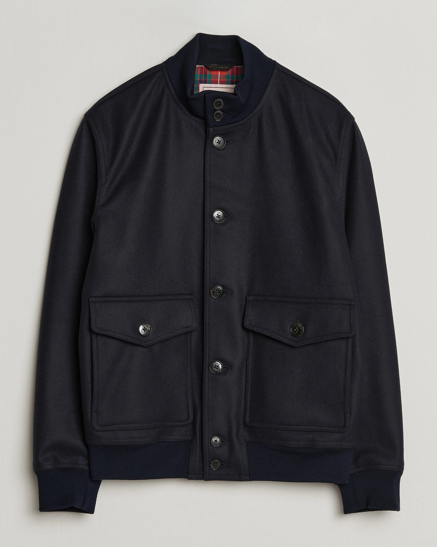 Herr | Jackor | Baracuta | Melton Wool Blouson Jacket Deep Blue