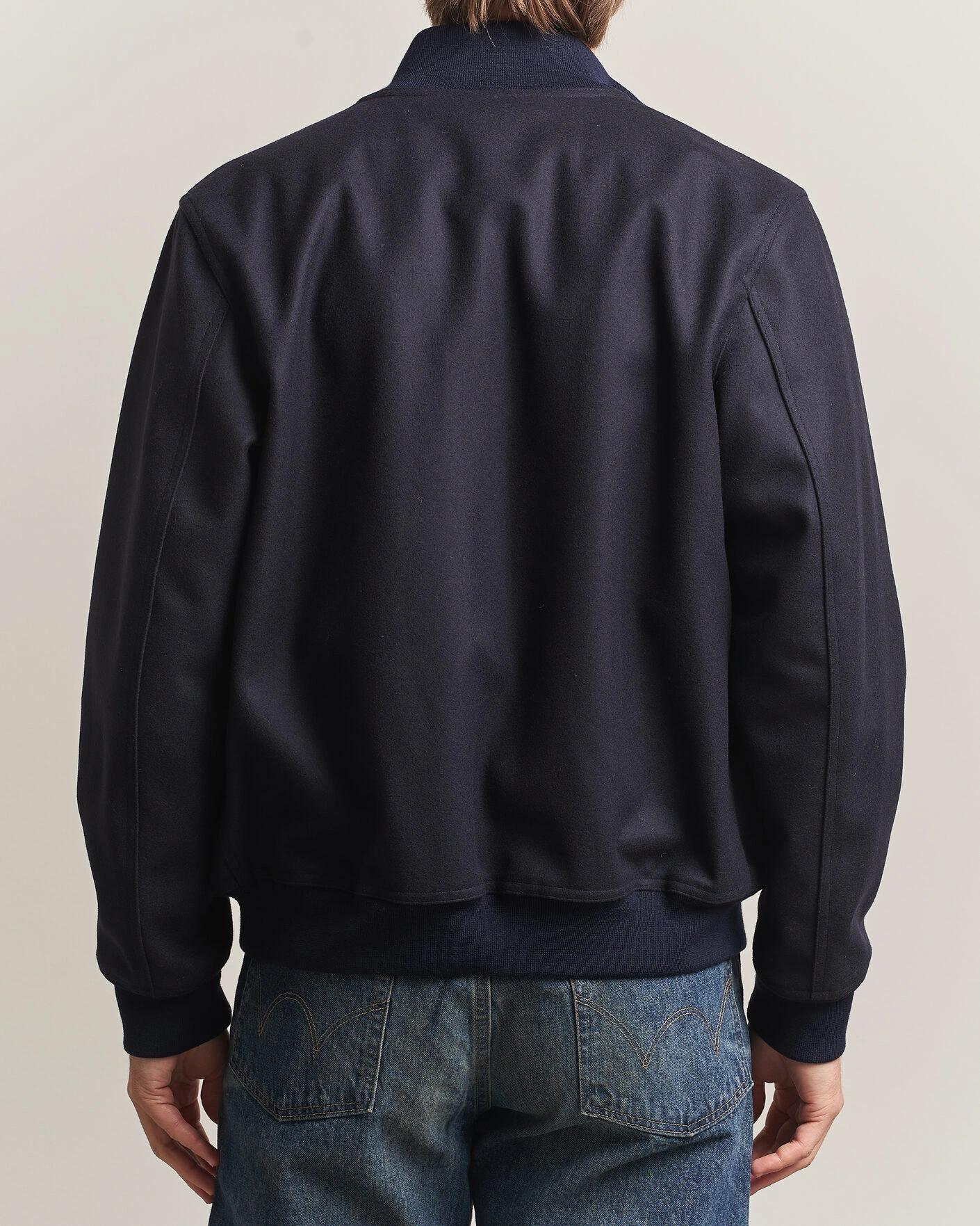 Herr | Jackor | Baracuta | Melton Wool Blouson Jacket Deep Blue