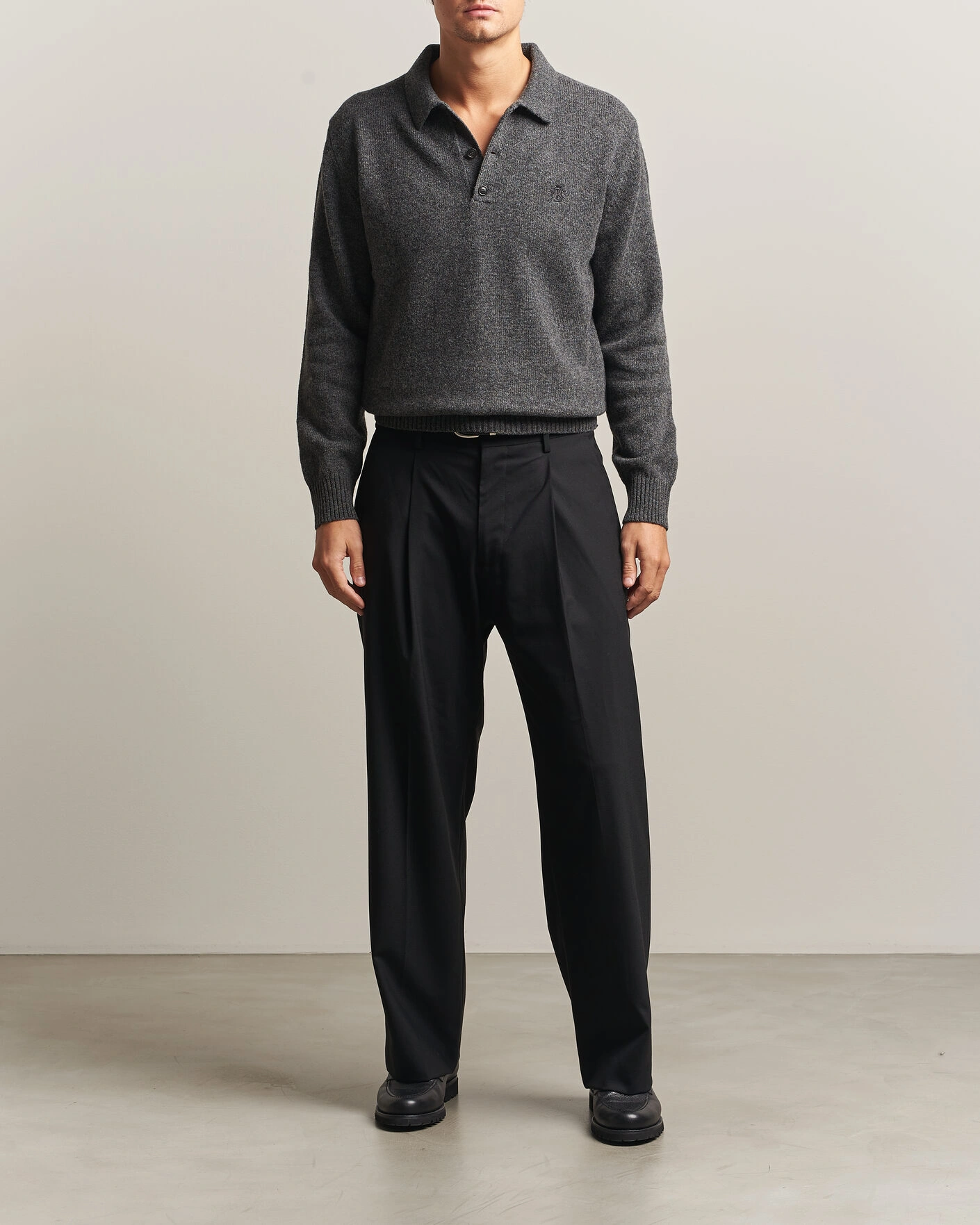 Herr | Tröjor | Baracuta | Shetland Polo Mid Grey