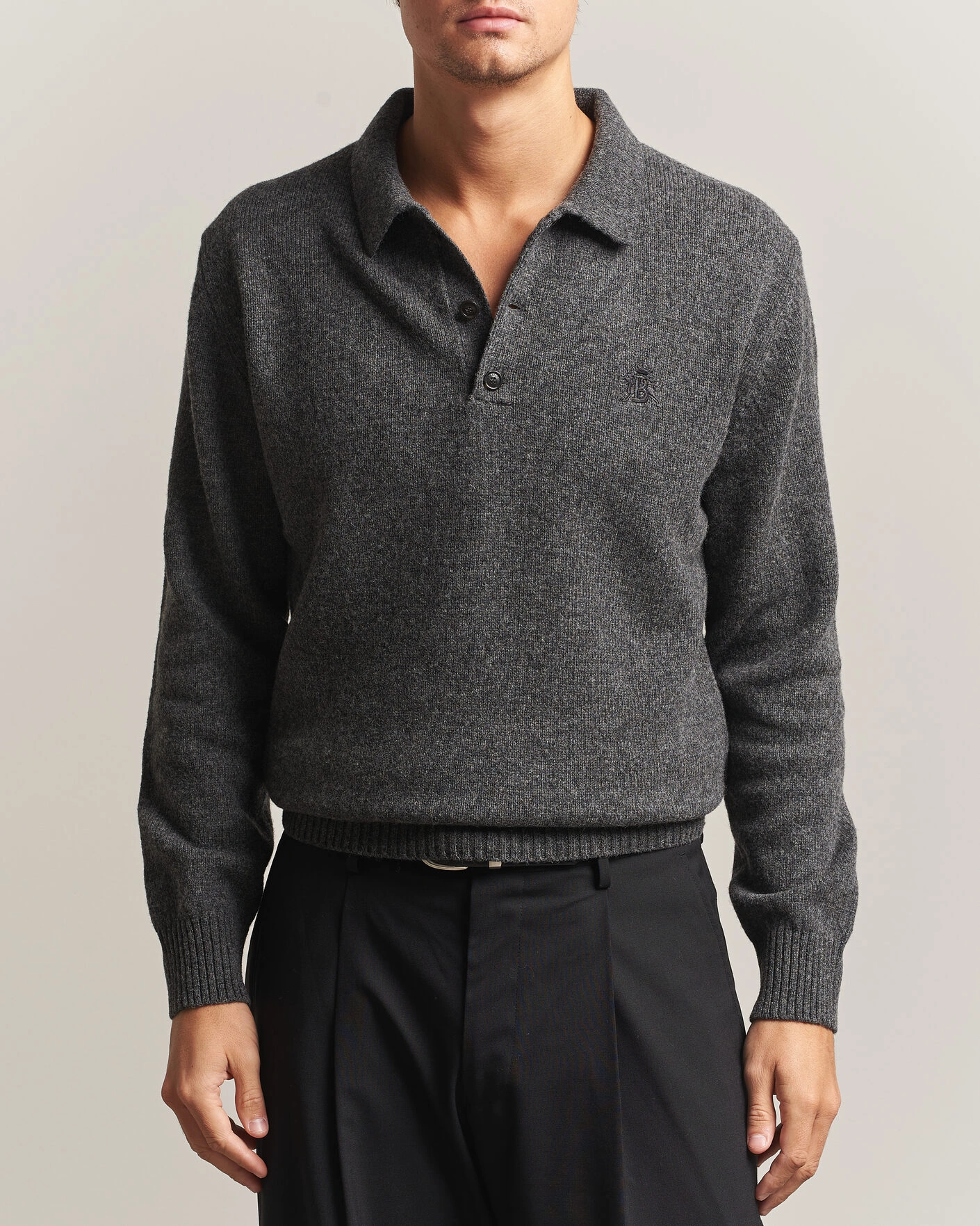 Herr | Tröjor | Baracuta | Shetland Polo Mid Grey