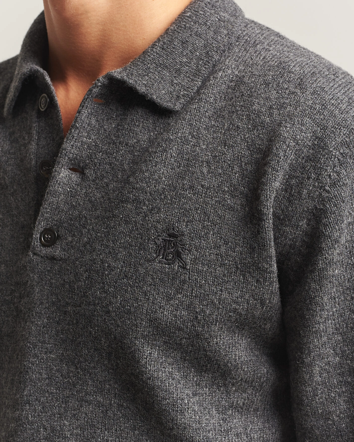 Herr | Tröjor | Baracuta | Shetland Polo Mid Grey