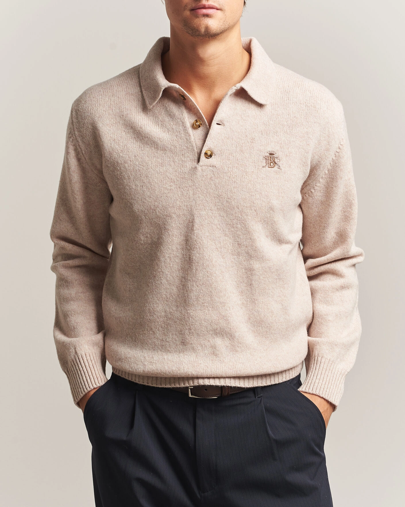 Herr | Tröjor | Baracuta | Shetland Polo Antique White