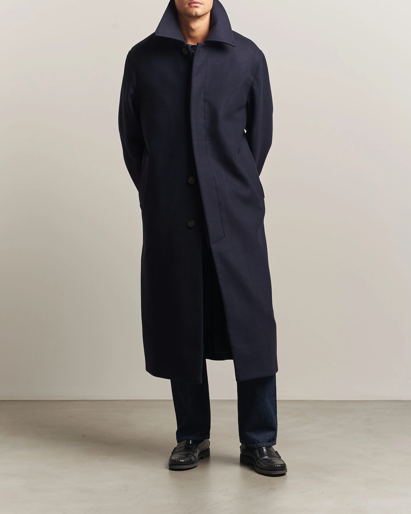 Herr | Jackor | Sunflower | Wool Blend Winter Coat Navy