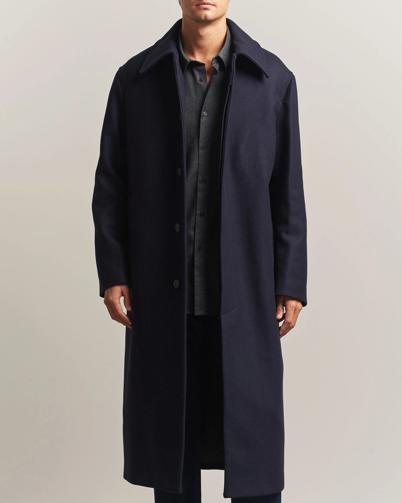 Herr | Jackor | Sunflower | Wool Blend Winter Coat Navy