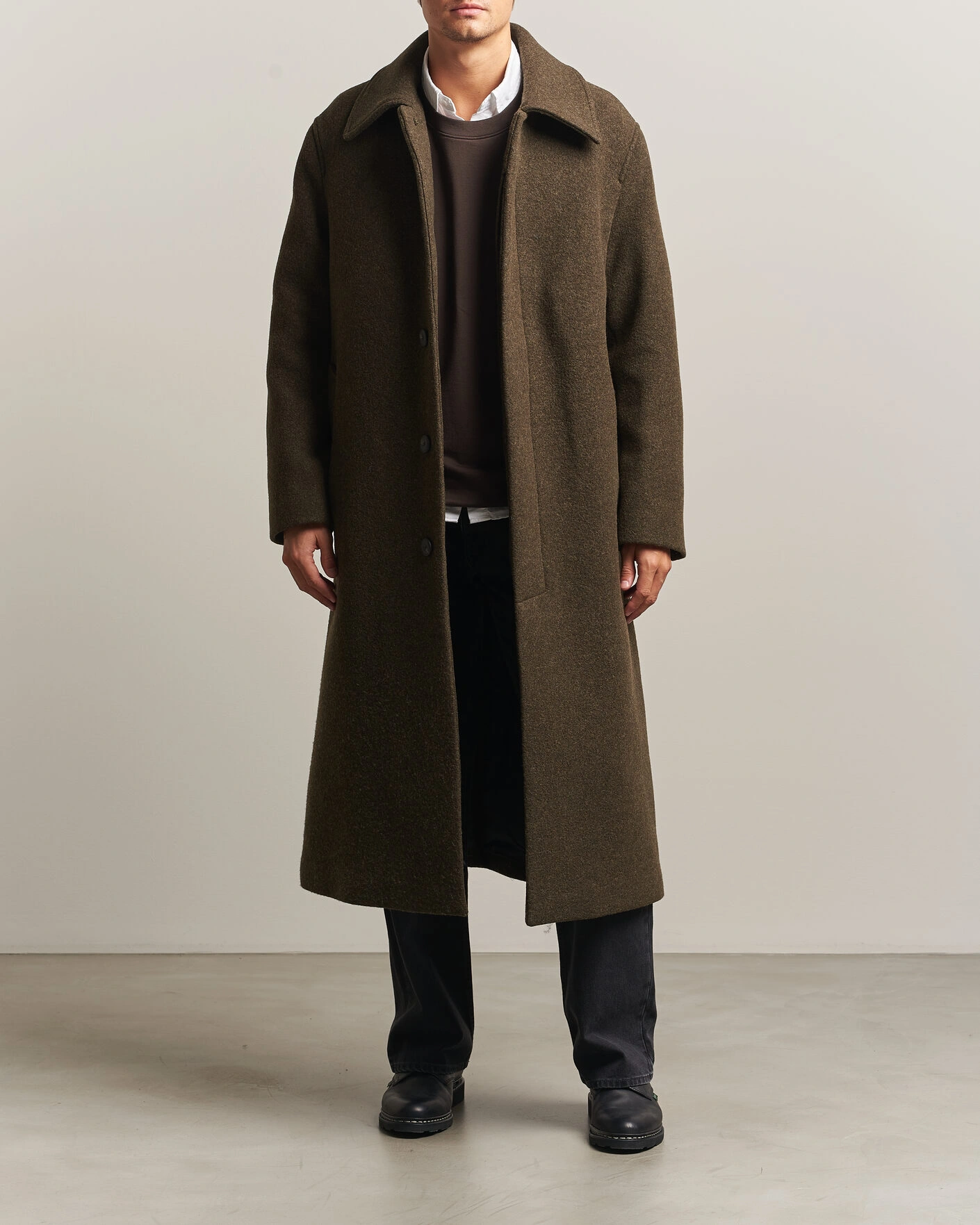 Herr | Jackor | Sunflower | Wool Blend Winter Coat Green Moss