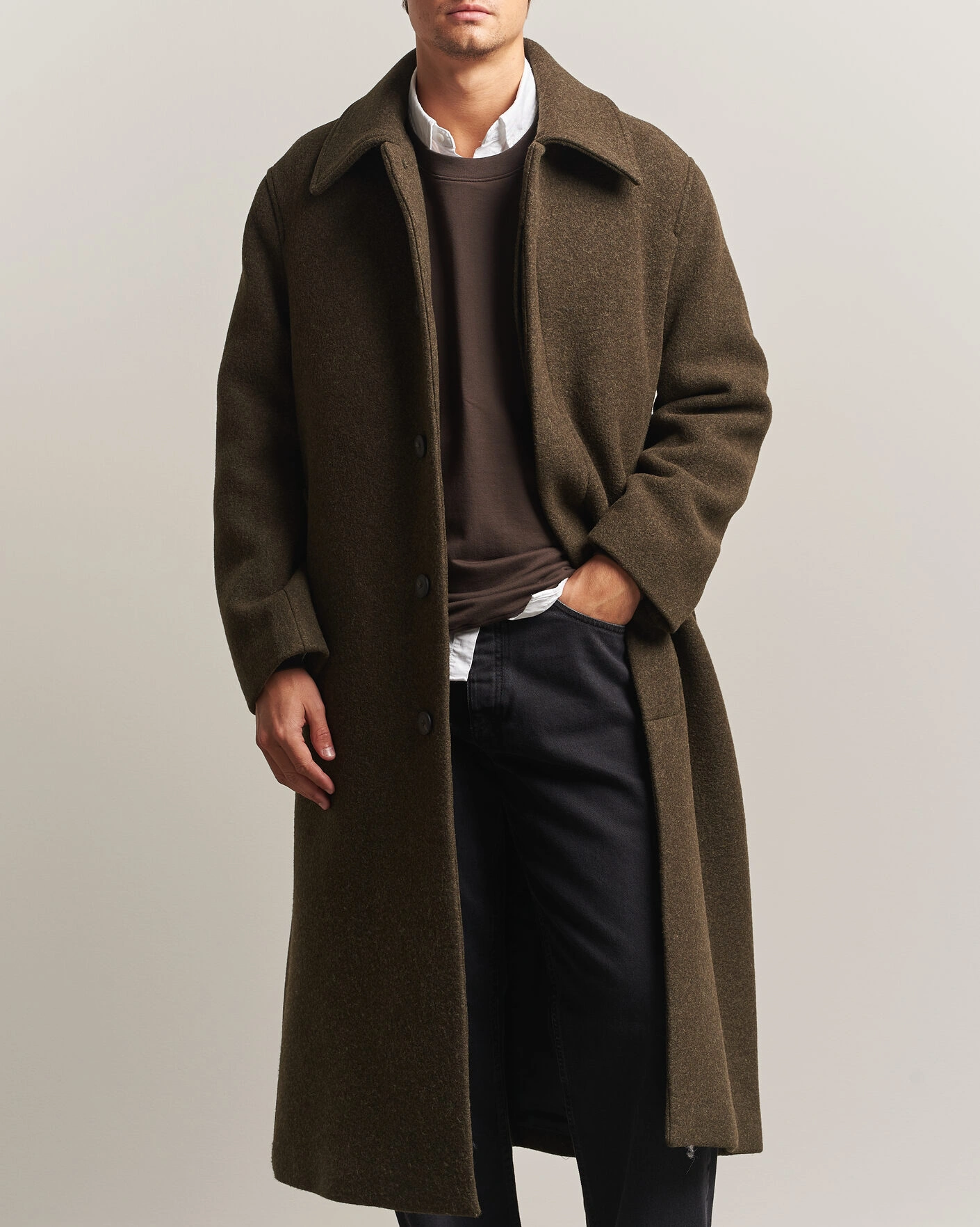 Herr | Jackor | Sunflower | Wool Blend Winter Coat Green Moss