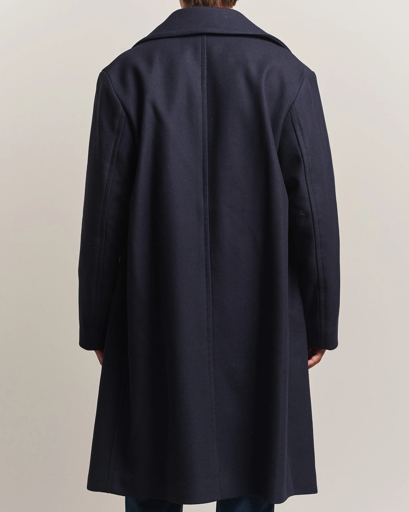 Herr | Jackor | Sunflower | Double Breasted Wool Blend Coat Navy