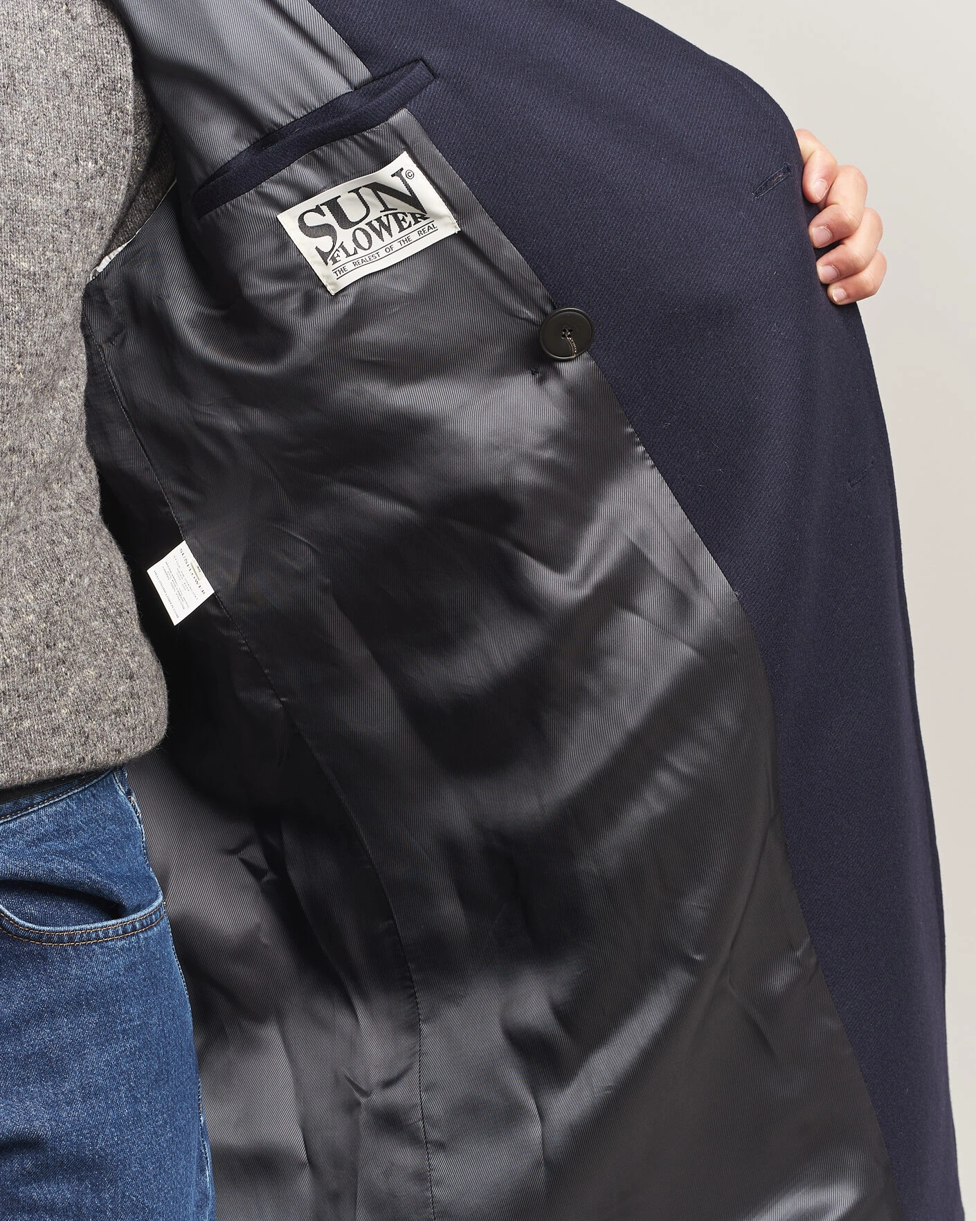 Herr | Jackor | Sunflower | Double Breasted Wool Blend Coat Navy