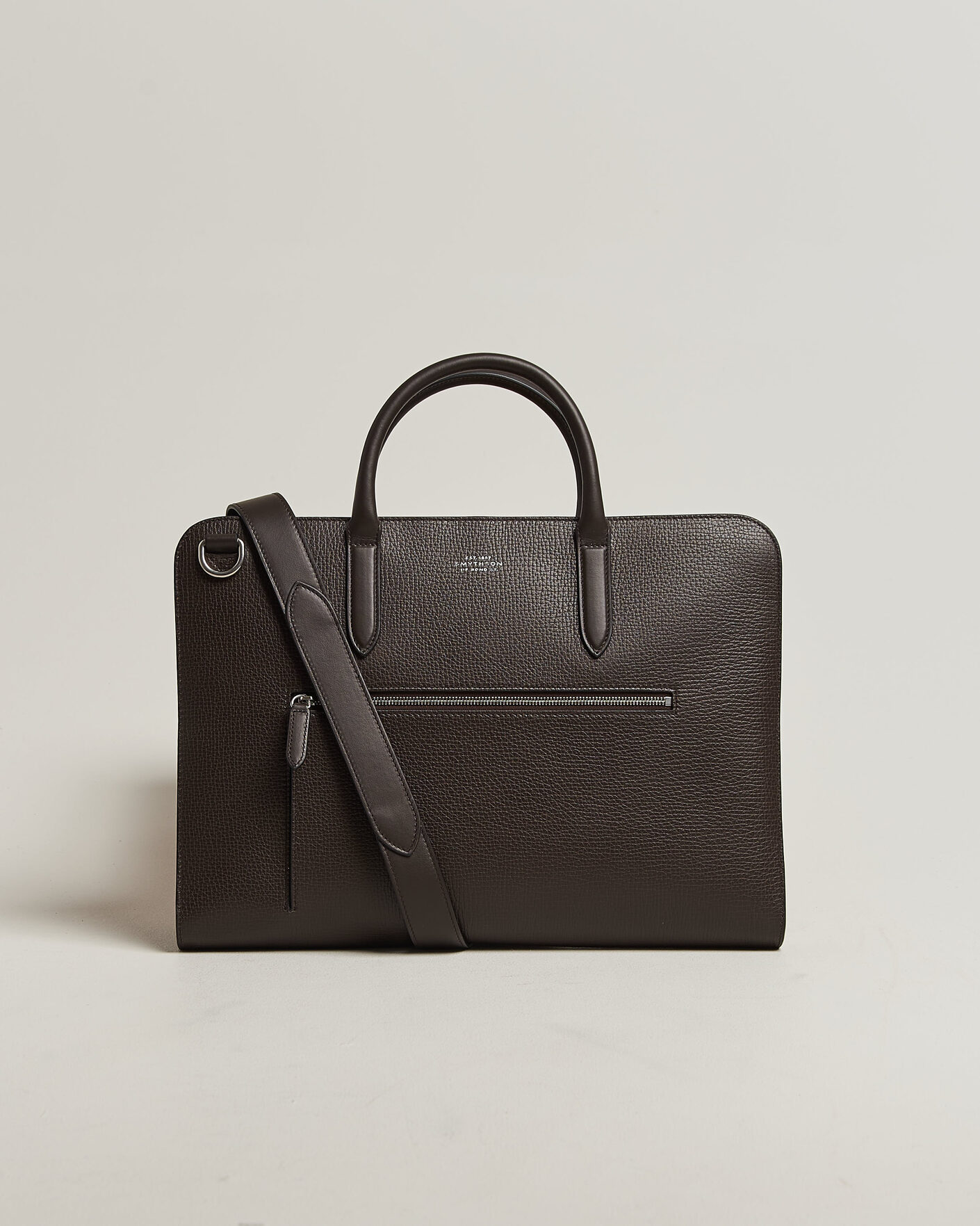Herr | Väskor | Smythson | Ludlow Ultra Slim Briefcase With Zip Front Dark Brown