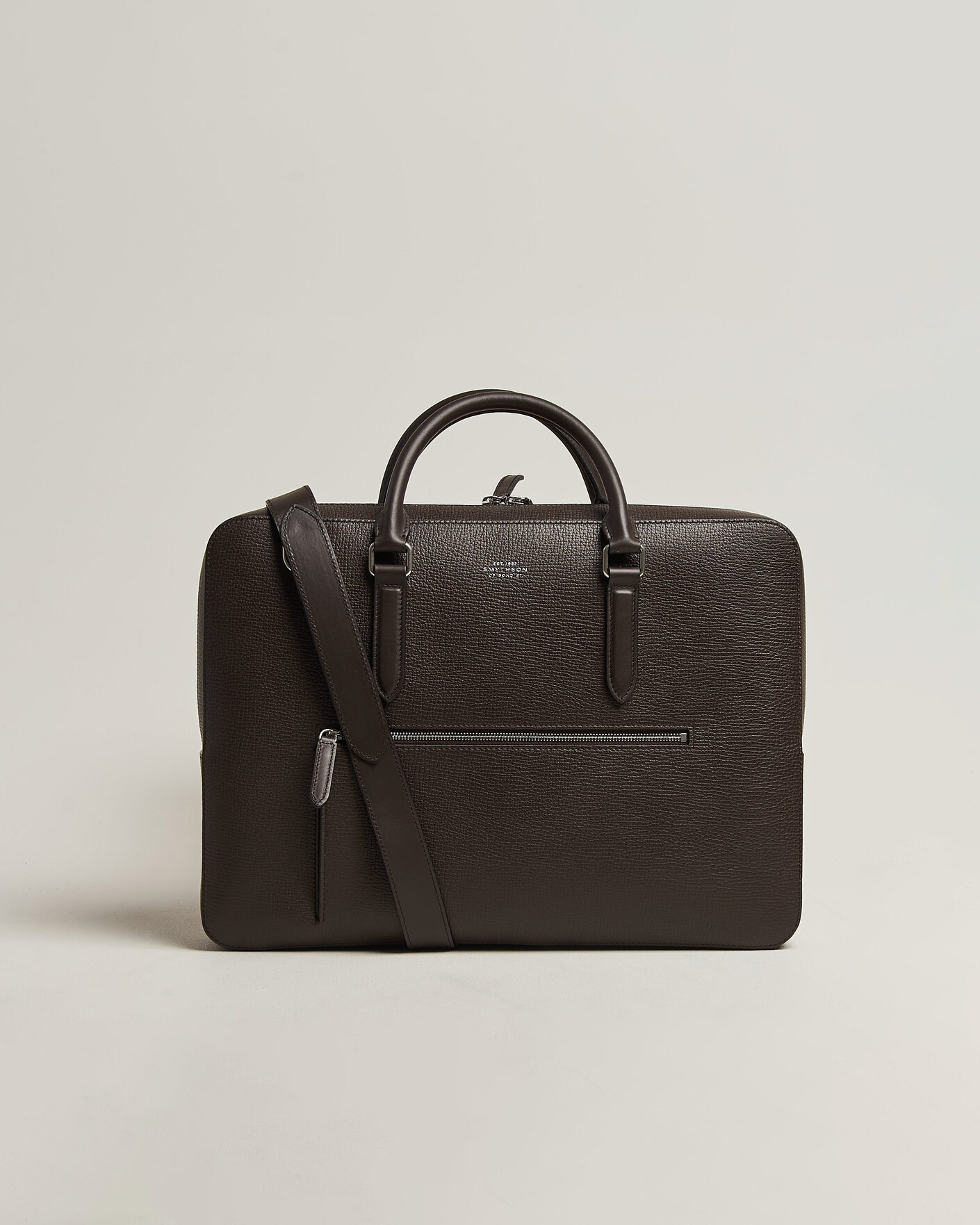 Herr | Väskor | Smythson | Ludlow Slim Briefcase With Zip Front Dark Brown