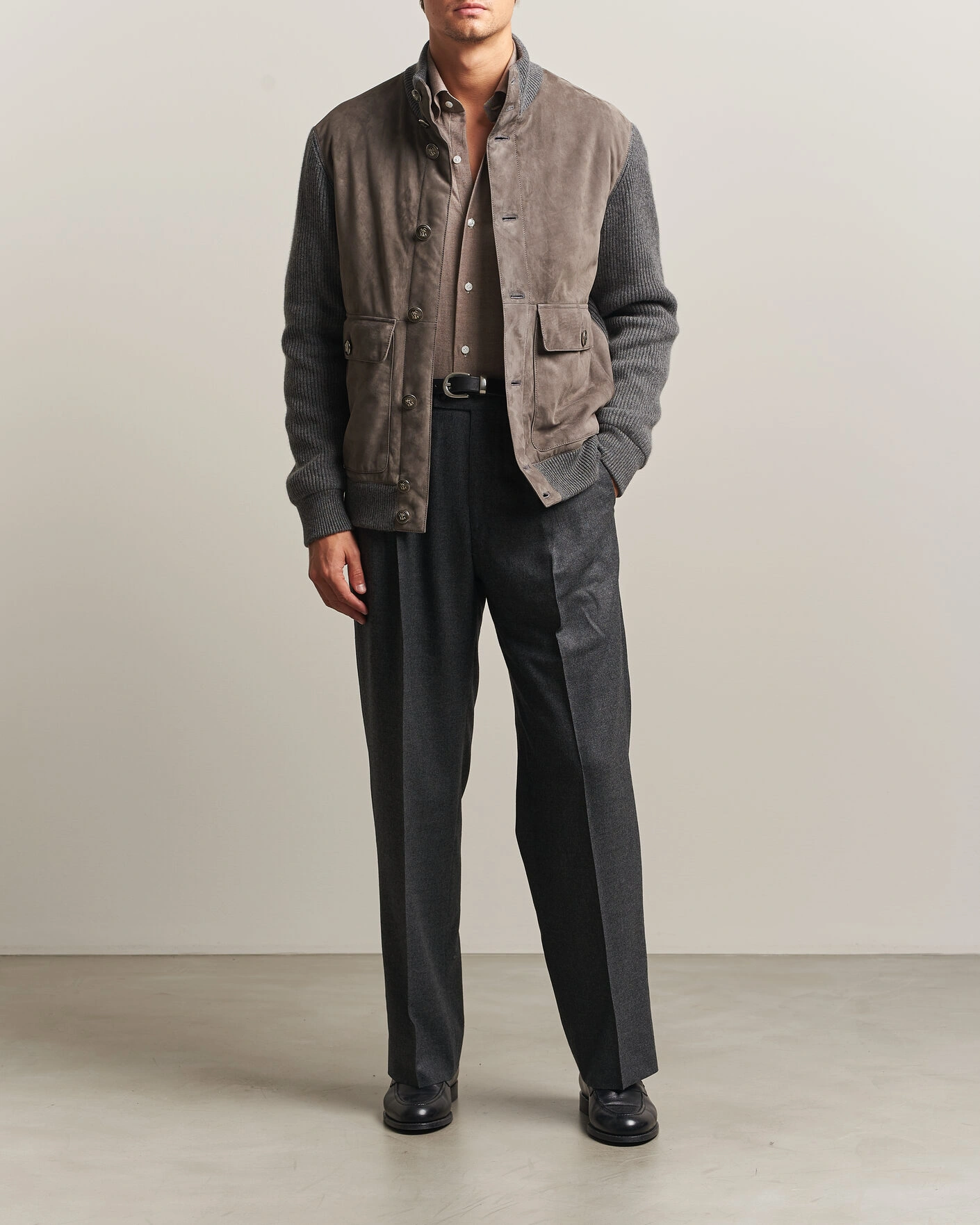 Herr | Jackor | Brunello Cucinelli | Cashmere/Suede Down Jacket Grey Melange