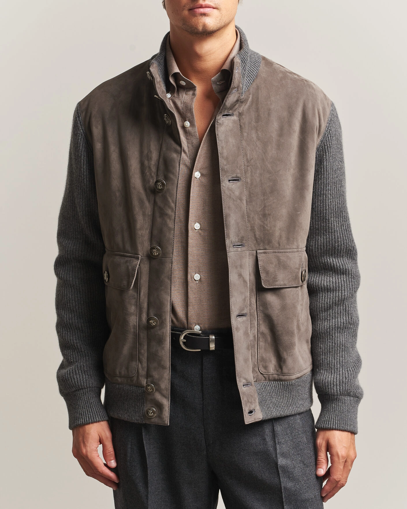 Herr | Jackor | Brunello Cucinelli | Cashmere/Suede Down Jacket Grey Melange