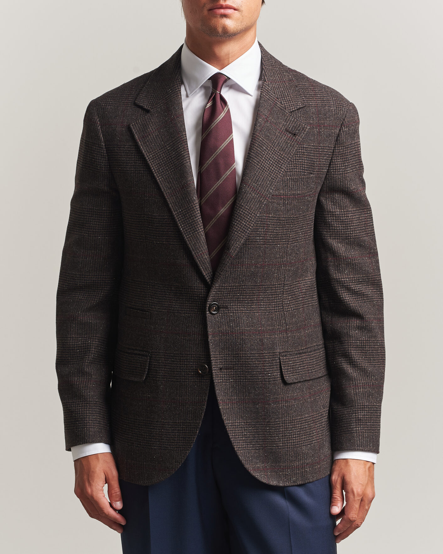 Herr | Kavajer | Brunello Cucinelli | Cashmere/Silk Prince Of Wales Blazer Dark Brown