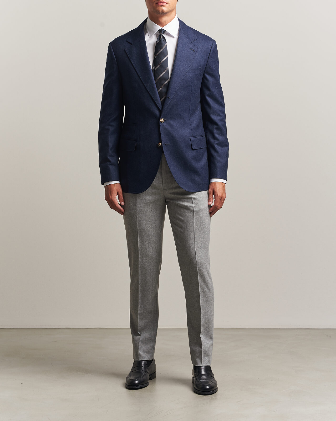 Herr | Kavajer | Brunello Cucinelli | Wool Flannel Blazzer Navy