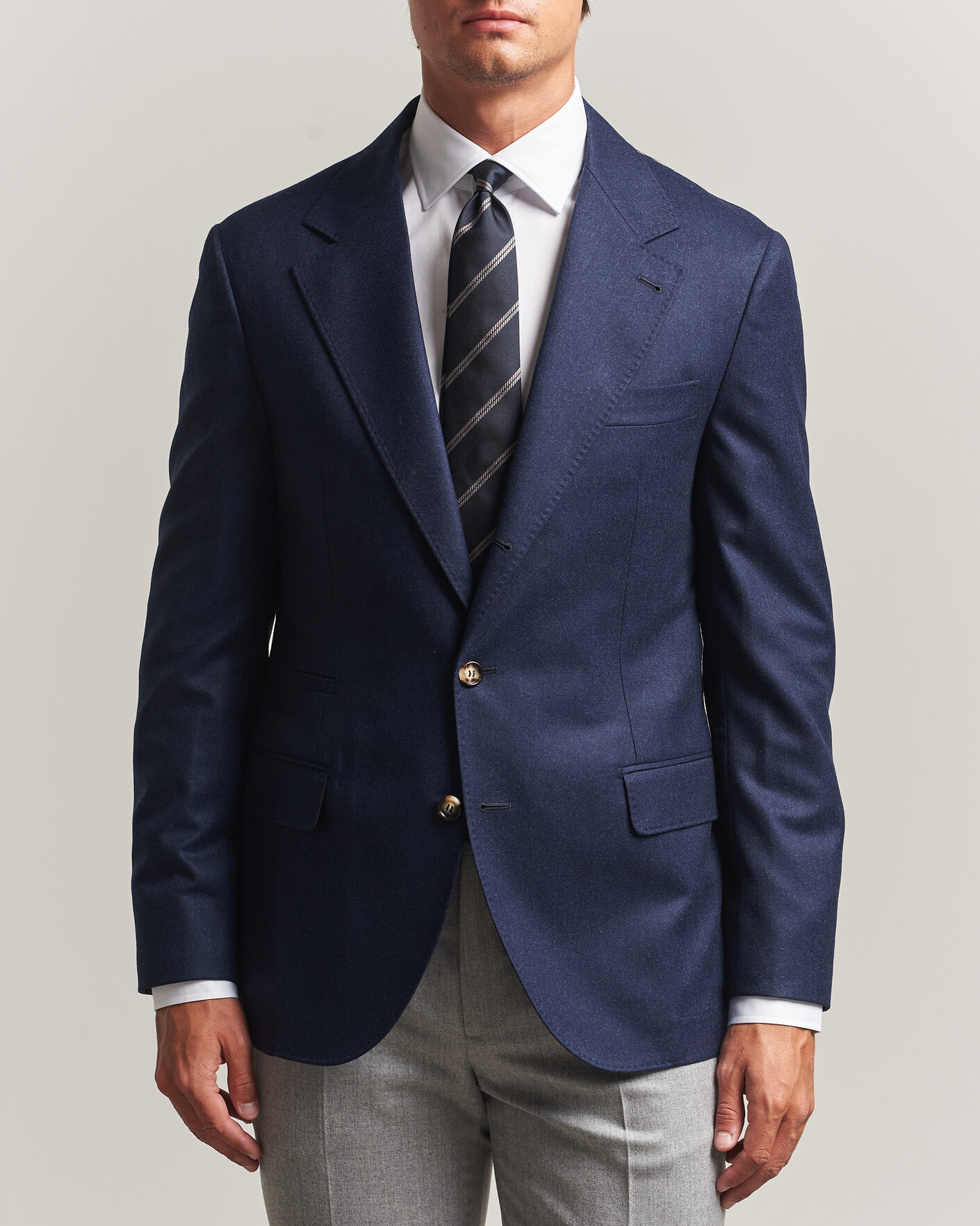 Herr | Kavajer | Brunello Cucinelli | Wool Flannel Blazzer Navy