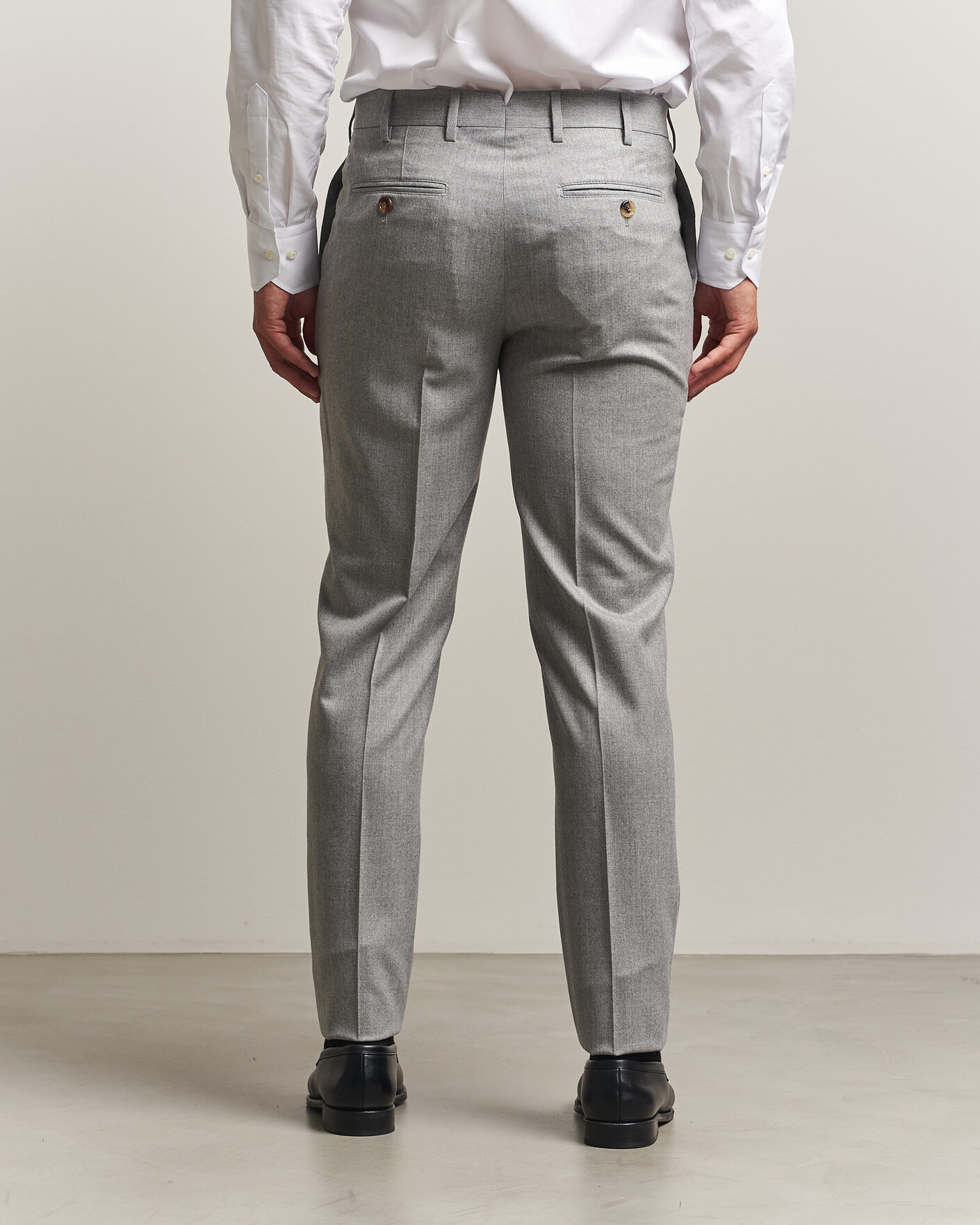 Herr | Byxor | Brunello Cucinelli | Slim Fit Flannel Trousers Light Grey
