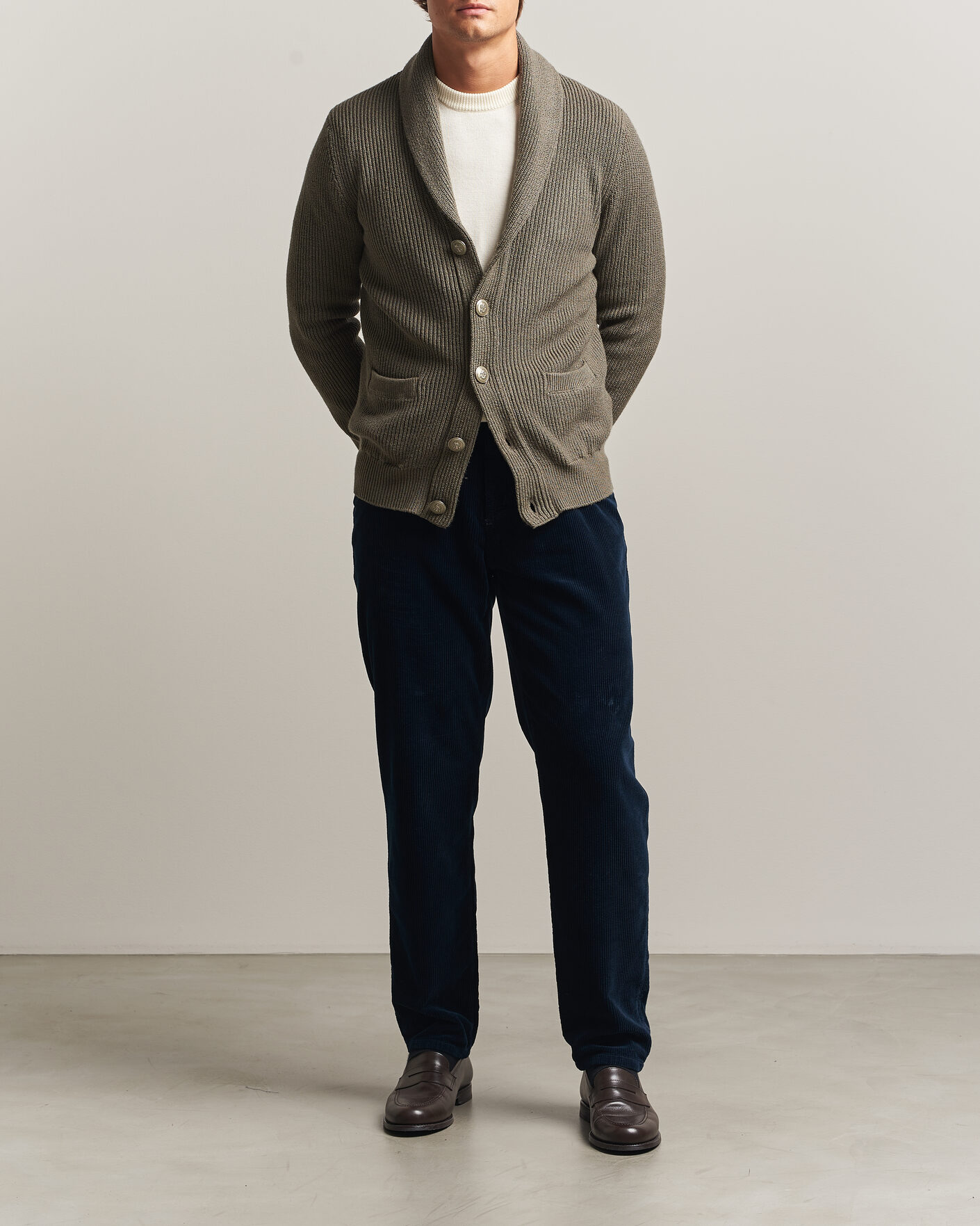 Herr | Byxor | Brunello Cucinelli | Leisure Fit Corduroy 5-Pocket Pants Navy