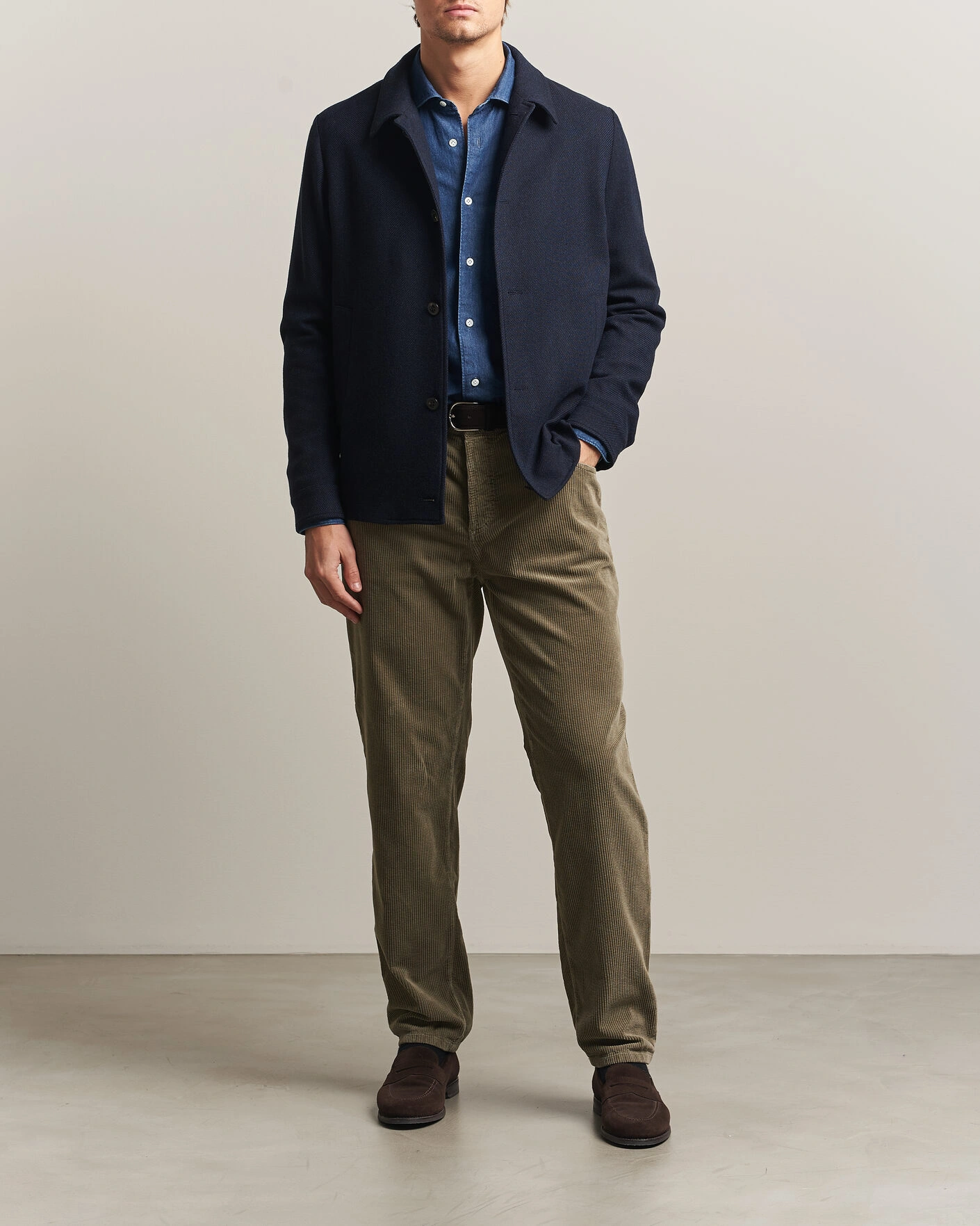 Herr | Byxor | Brunello Cucinelli | Leisure Fit Corduroy 5-Pocket Pants Olive