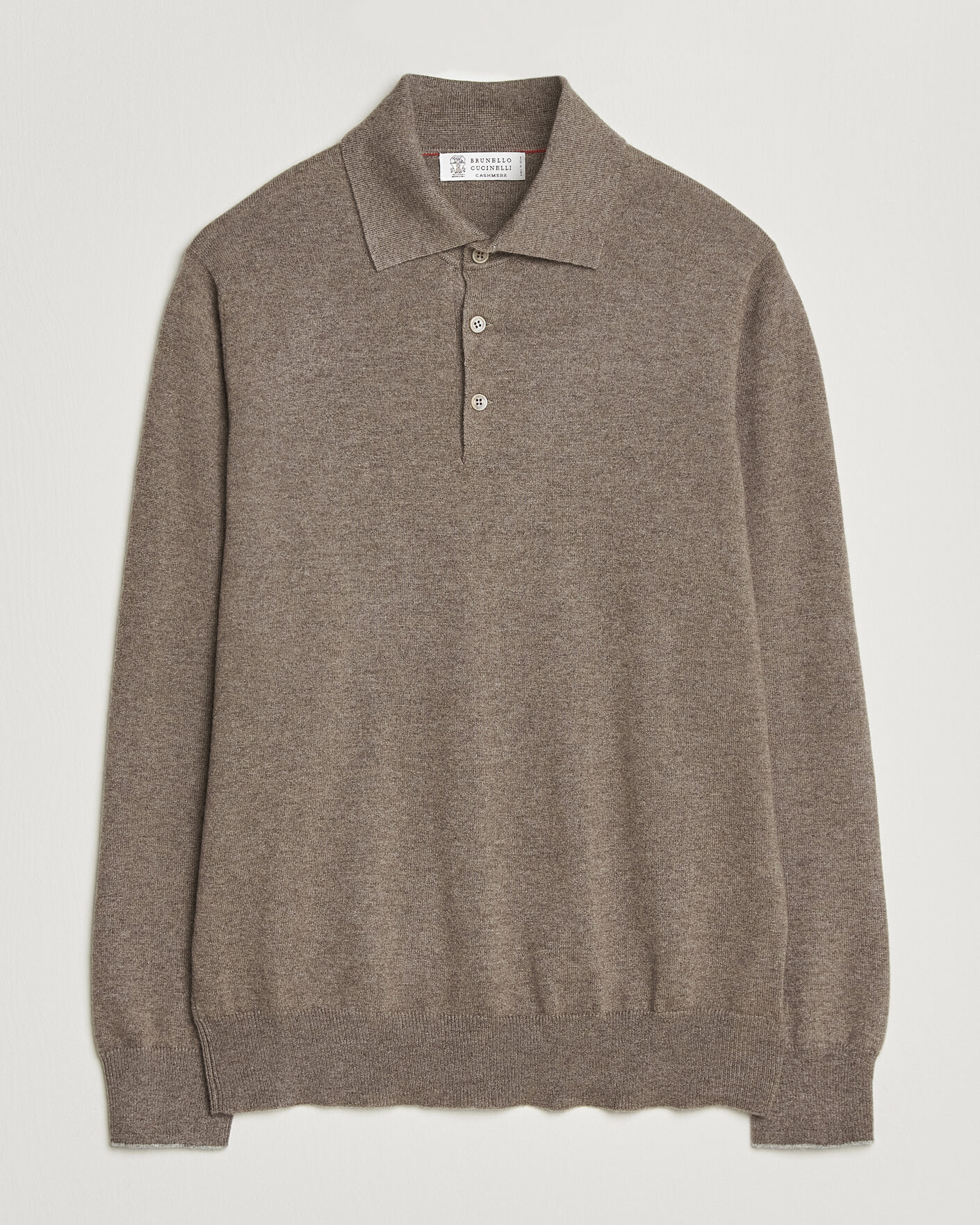 Herr | Tröjor | Brunello Cucinelli | 2 Ply Cashmere Long Sleeve Polo Brown