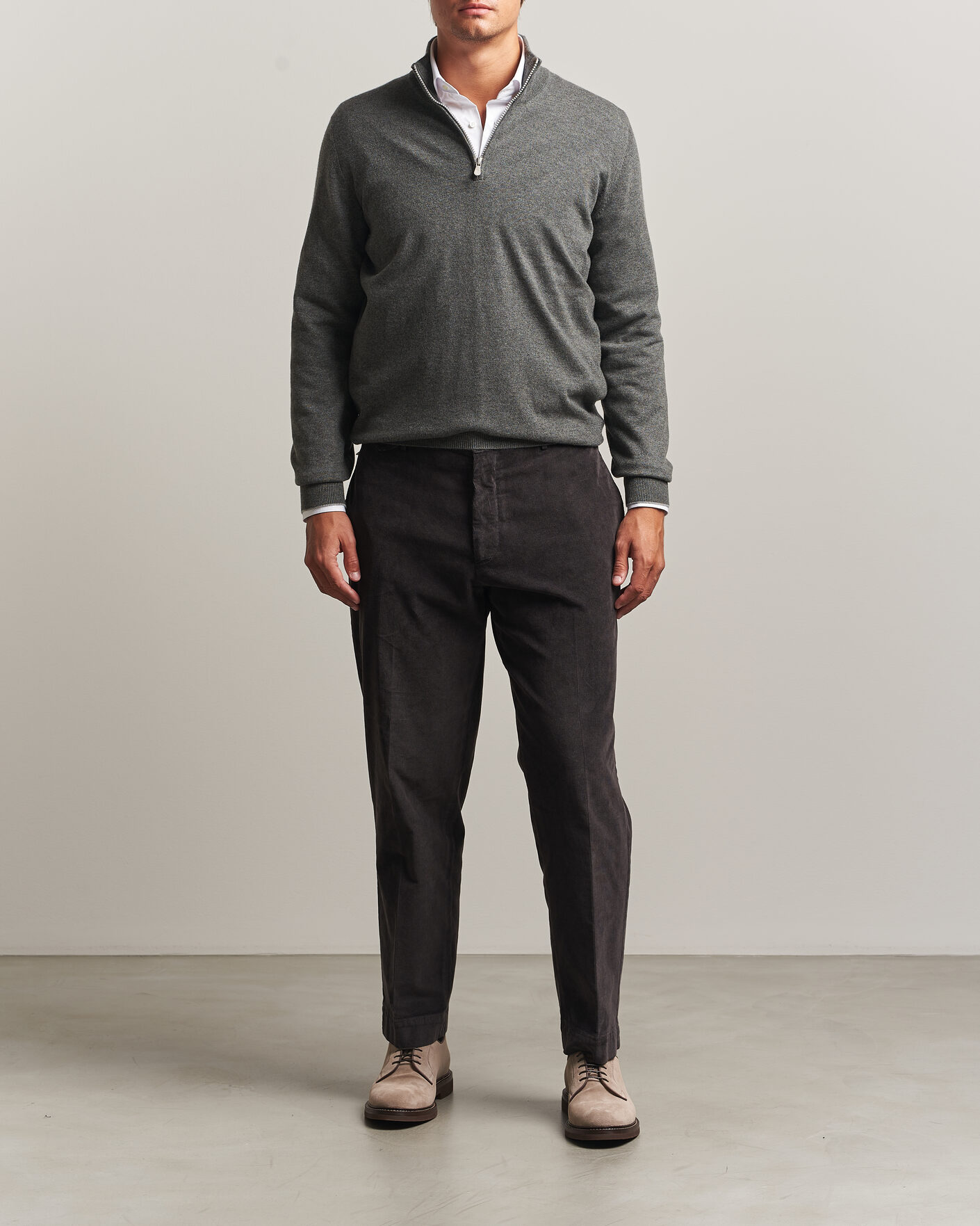 Herr | Tröjor | Brunello Cucinelli | 2 Ply Cashmere Half Zip Forest Green