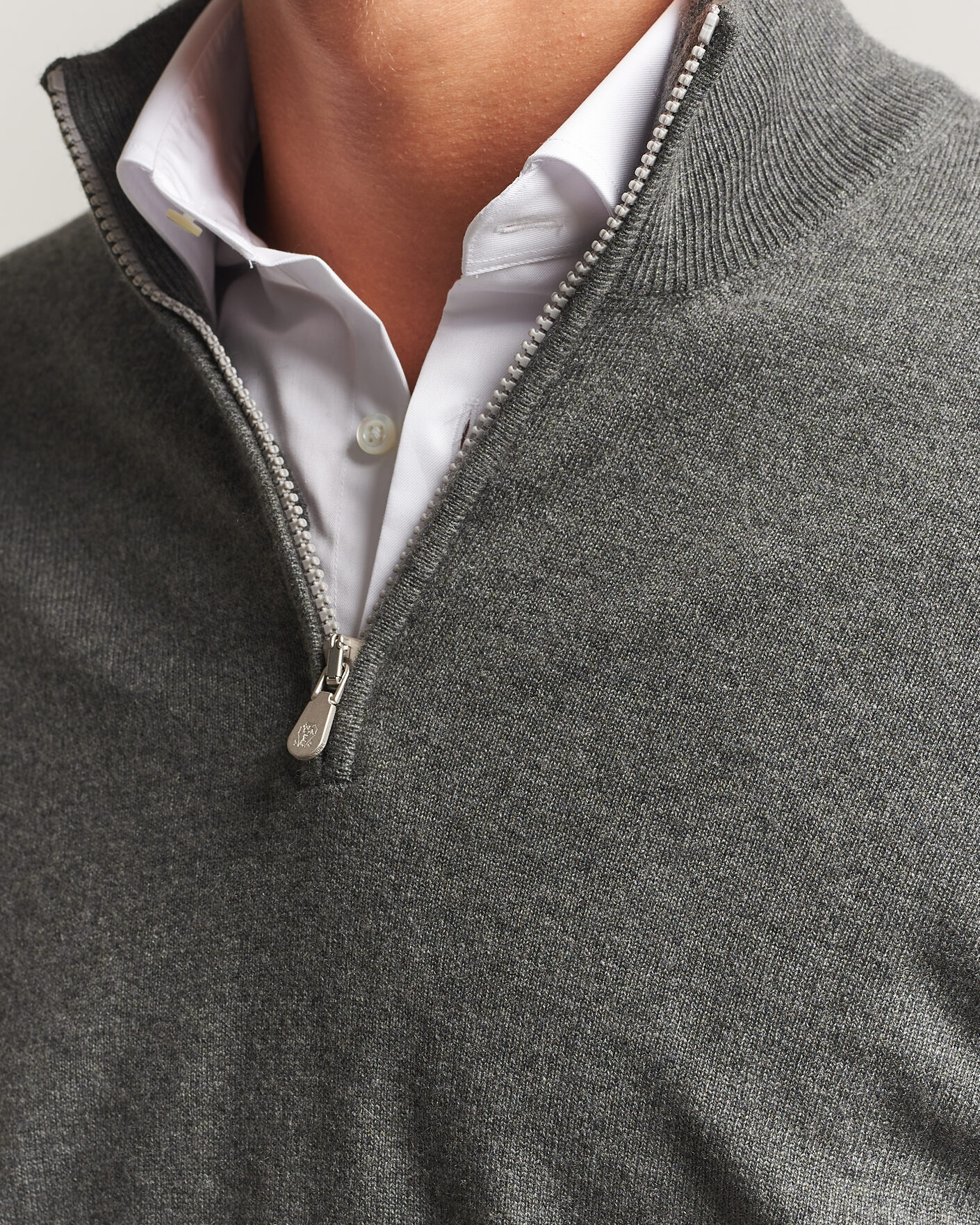 Herr | Tröjor | Brunello Cucinelli | 2 Ply Cashmere Half Zip Forest Green
