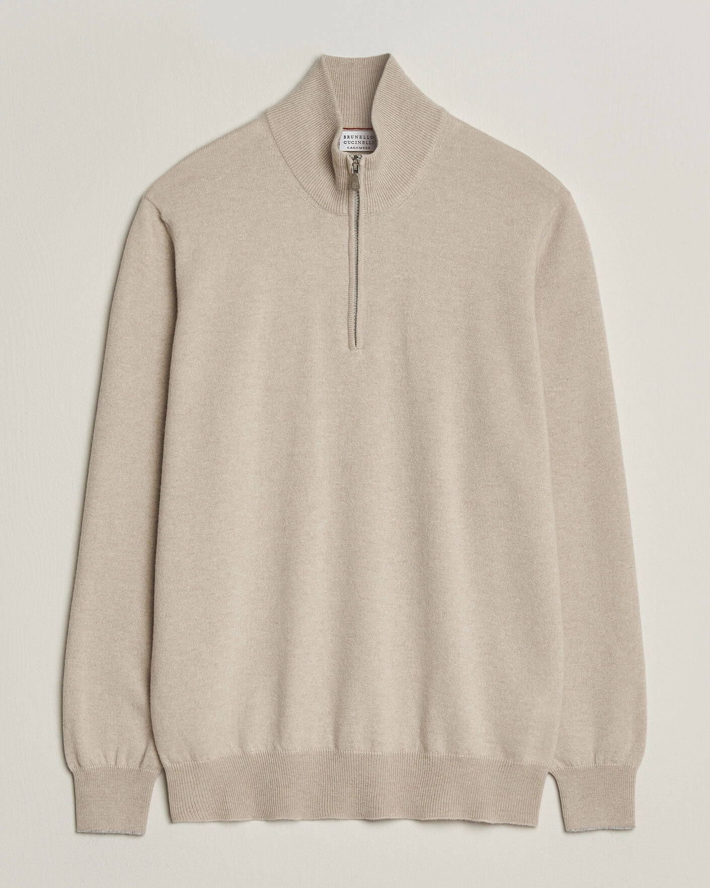 Herr | Tröjor | Brunello Cucinelli | 2 Ply Cashmere Half Zip Sand
