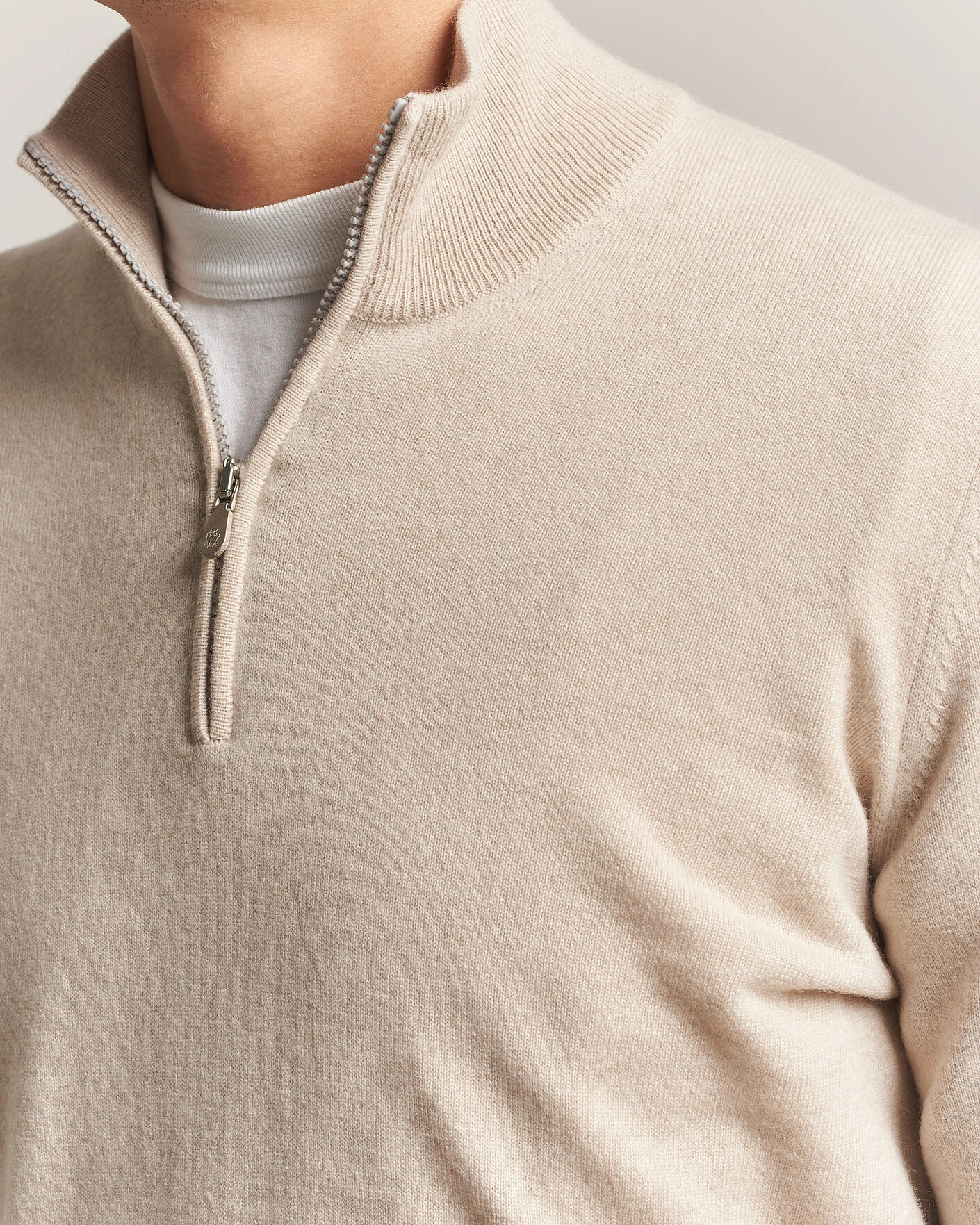 Herr | Tröjor | Brunello Cucinelli | 2 Ply Cashmere Half Zip Sand