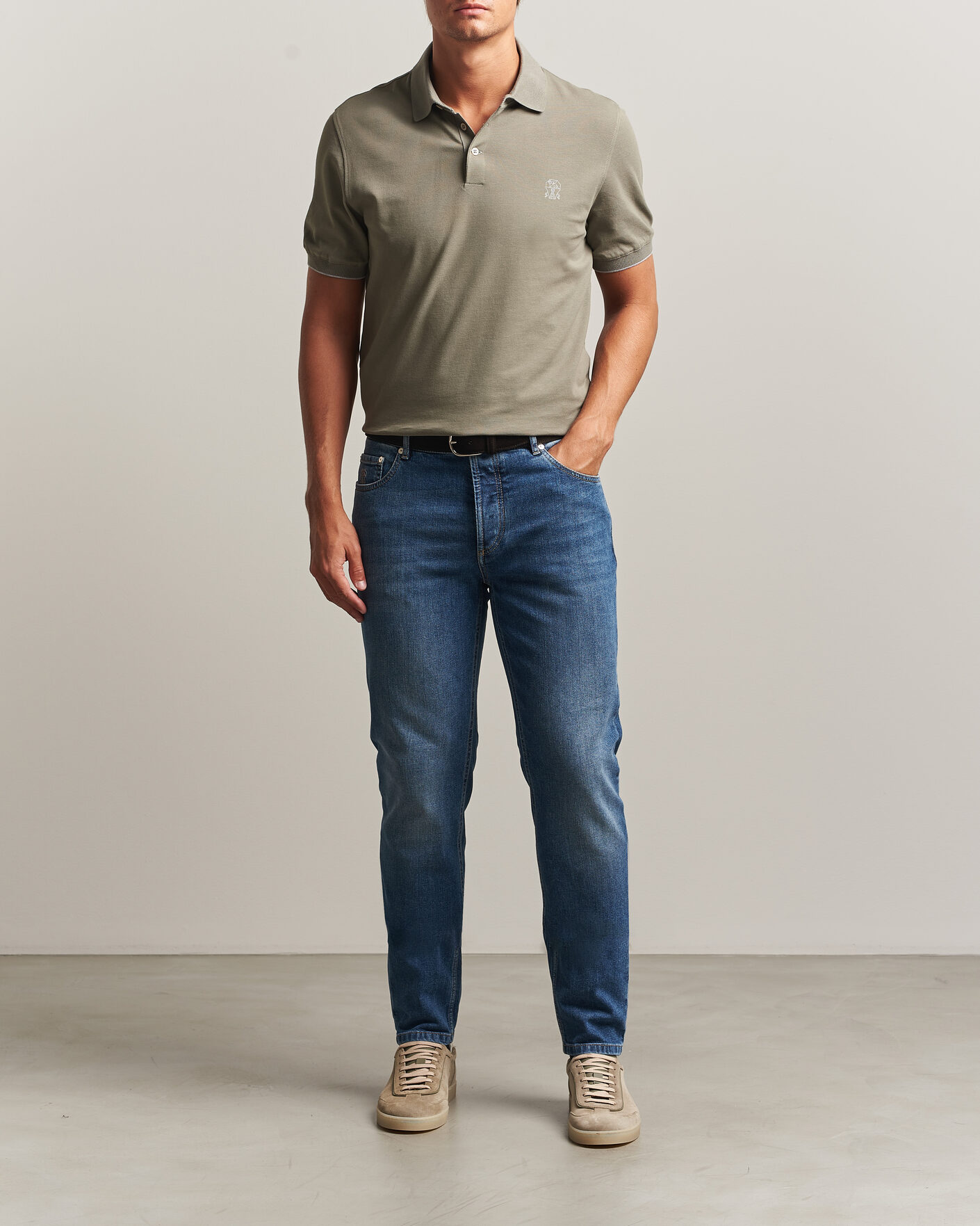 Herr | Pikéer | Brunello Cucinelli | Short Sleeve Logo Polo Olive