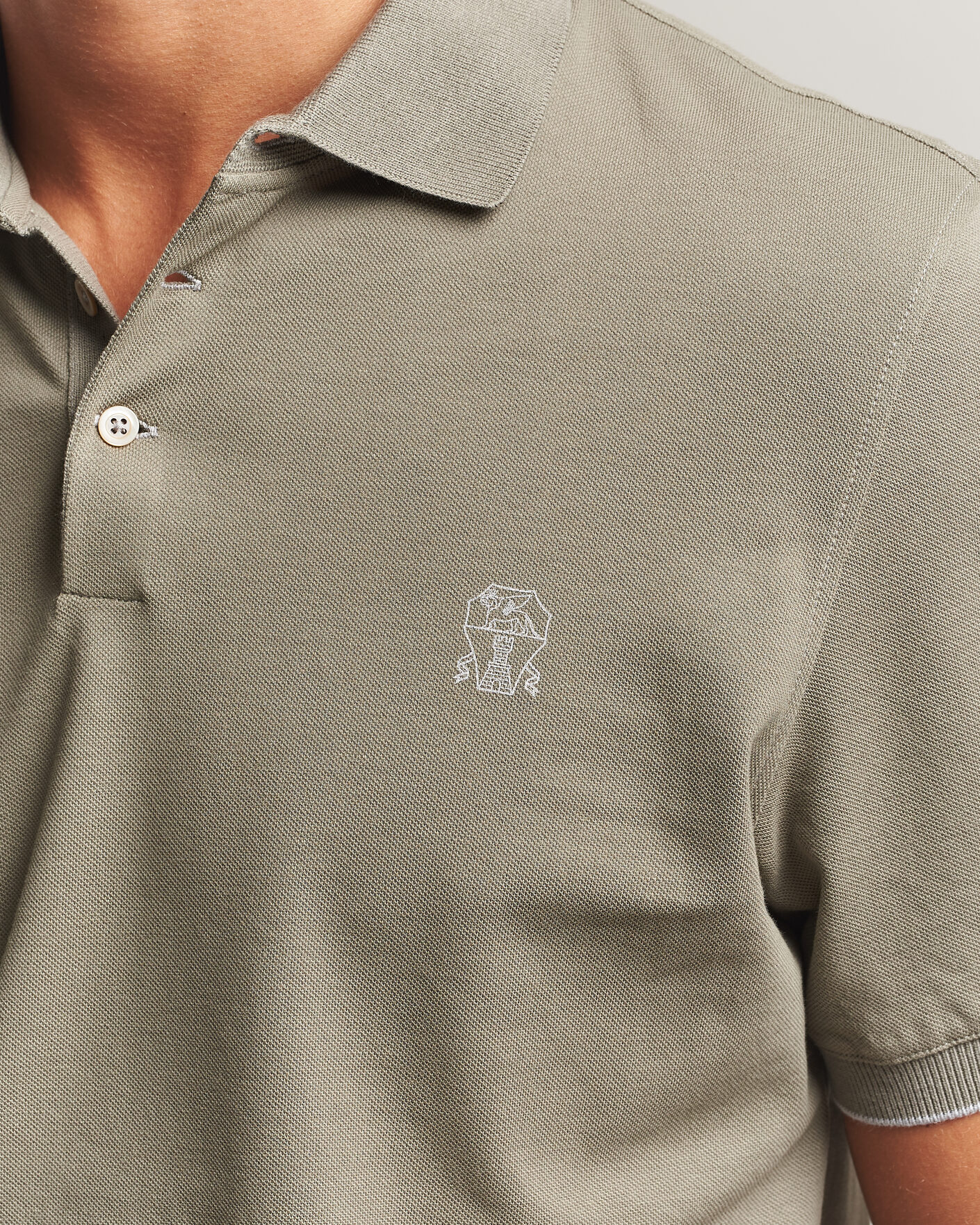Herr | Pikéer | Brunello Cucinelli | Short Sleeve Logo Polo Olive